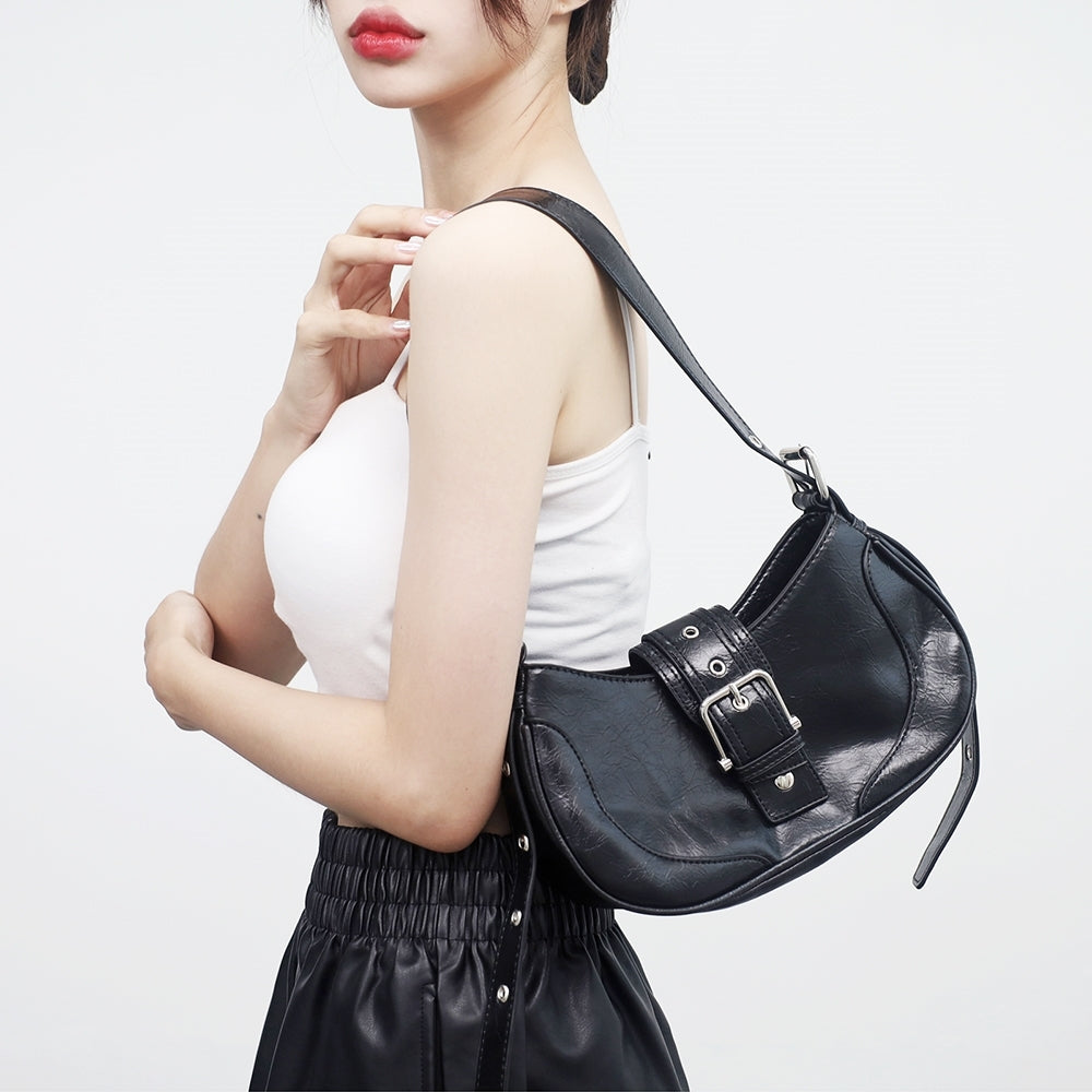 Frankie Leather Grommet Belt Shoulder Bag