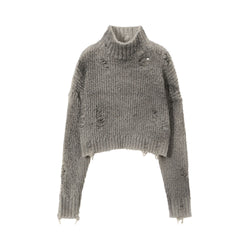 [23FW LSD COLLECTION] Spray Turtleneck Crop Sweater_Grey