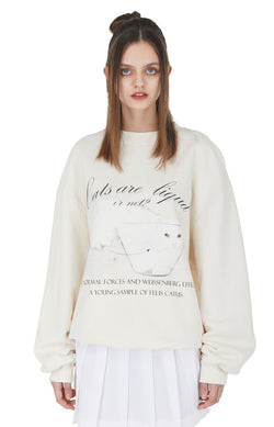 [ISS005-14] GLASS CAT SWEATSHIRTS IVORY