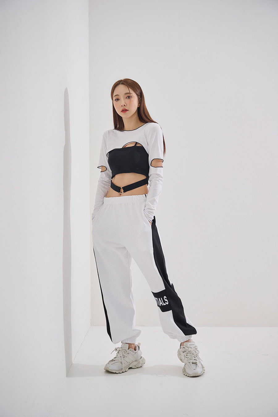 Unfooted Slit Crop Tee(9189)