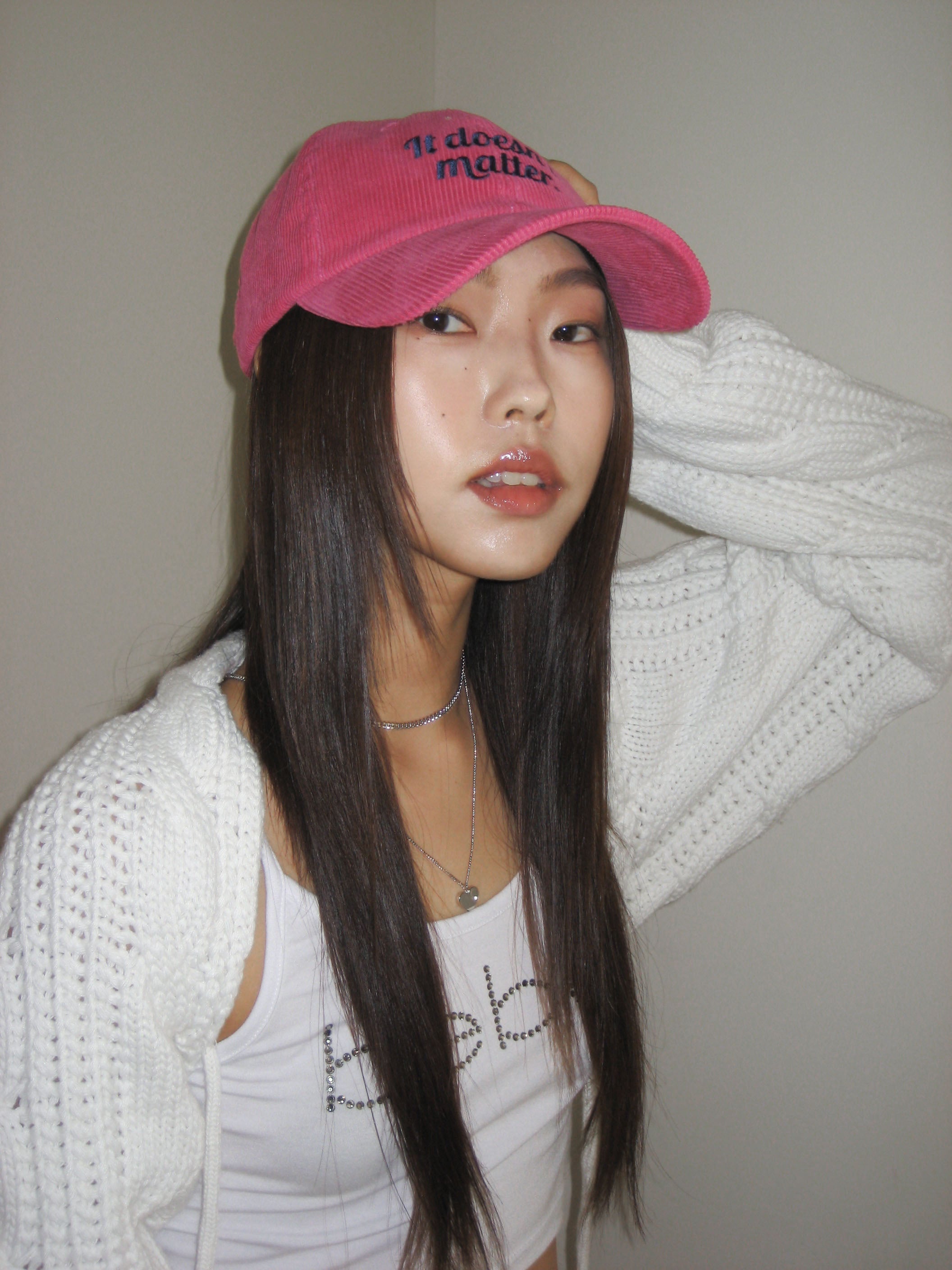 Corduroy logo ball cap (Hot pink)