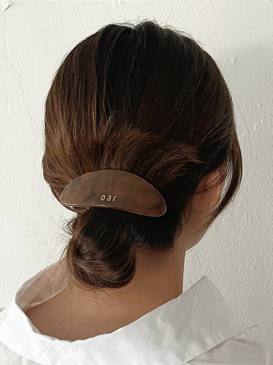 oar Classic Big Marble Barrette [Brown]