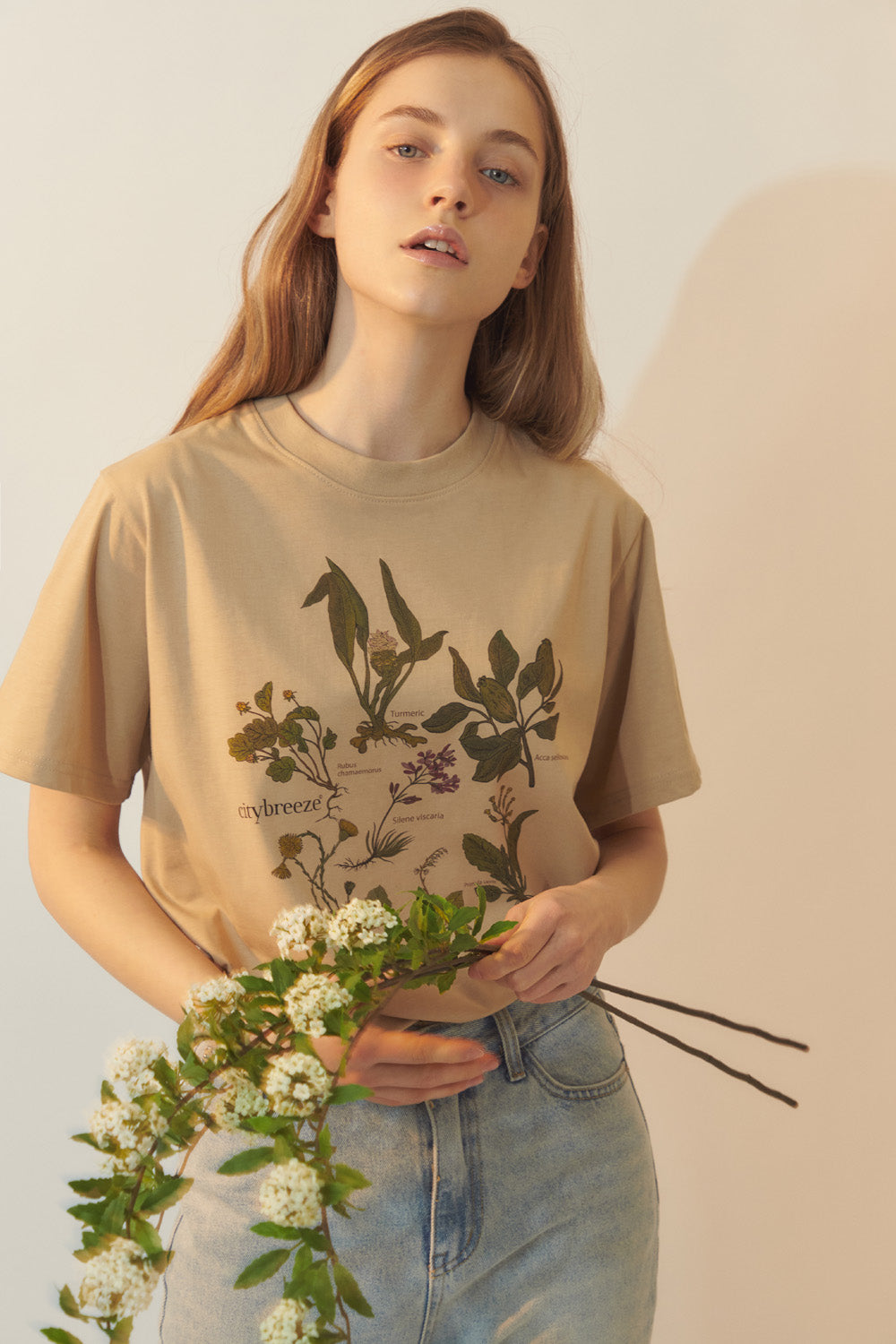 [[BREEZE] Botanical Garden T-Shirts_BEIGE (CTD1)