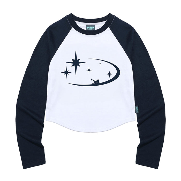 BYEOLBADA RAGLAN CROP LS T-SHIRTS [NAVY]