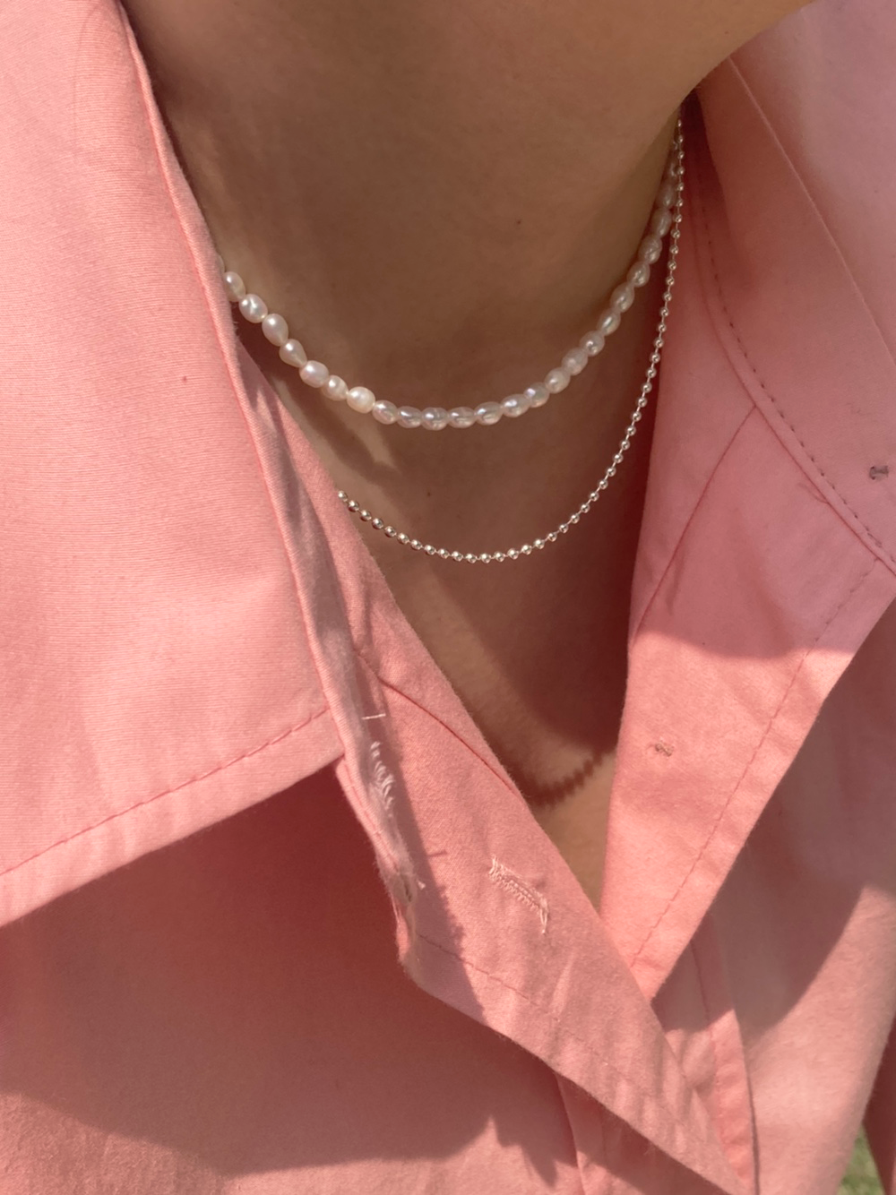 [92.5silver] rice pearl necklace