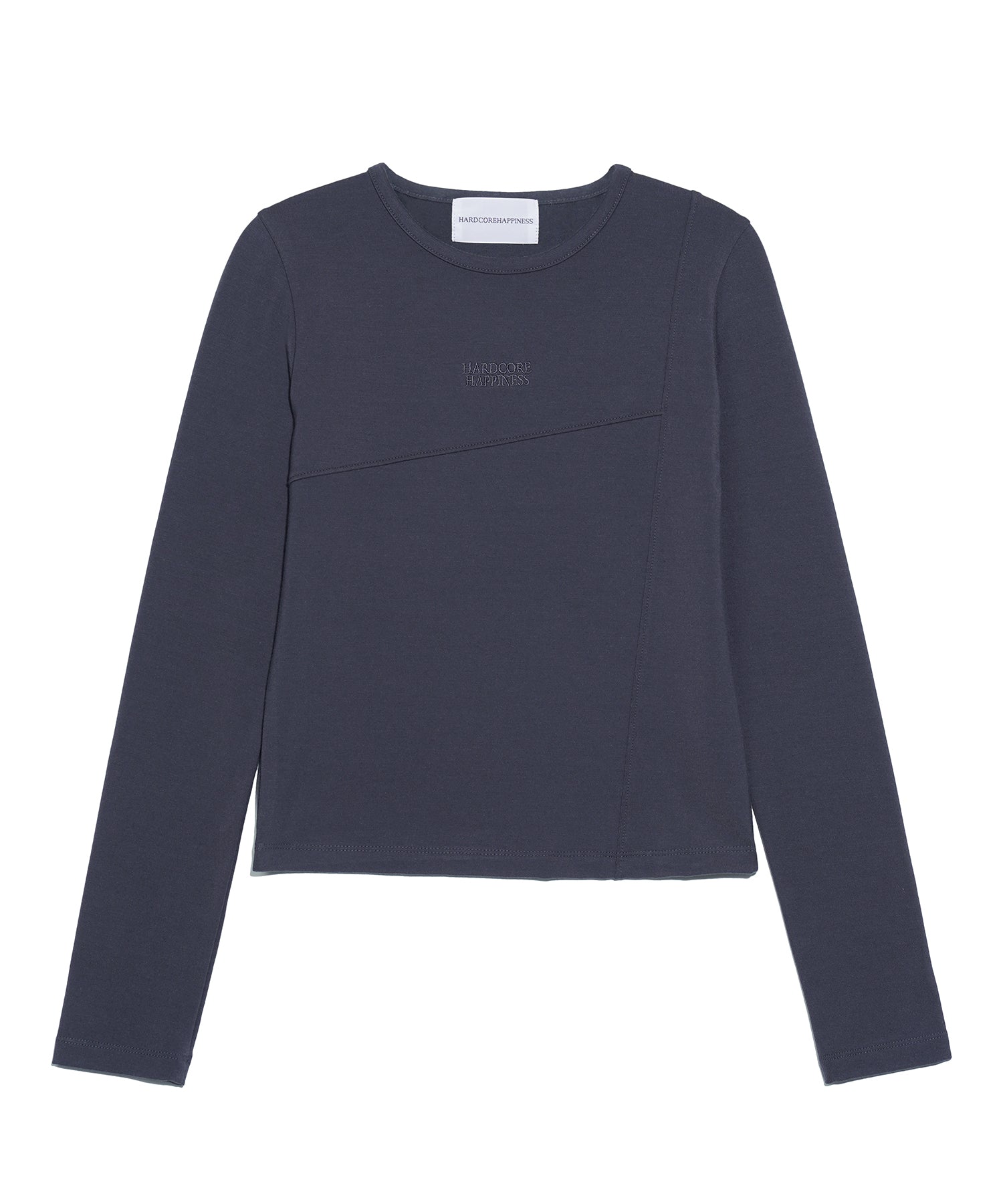 Cut stitch long sleeve T-shirt_Charcoal