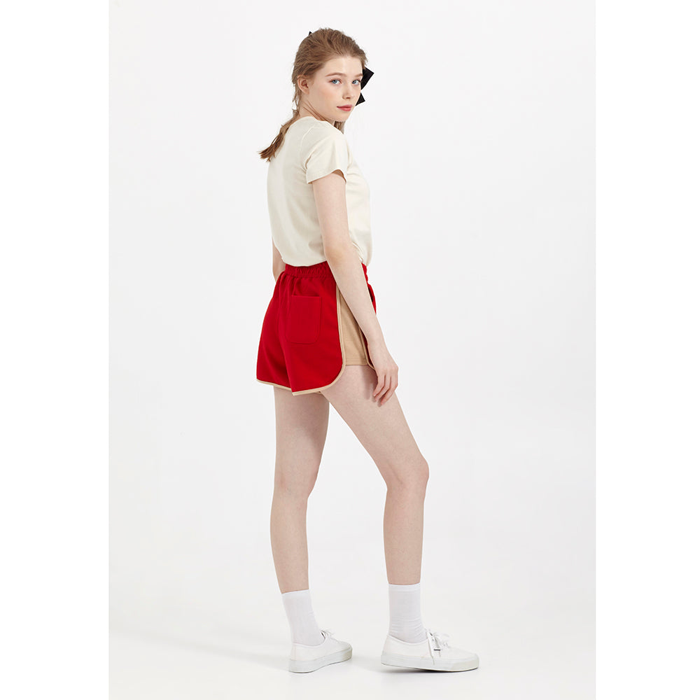 COLOR BLOCK JERSEY SHORTS_RED