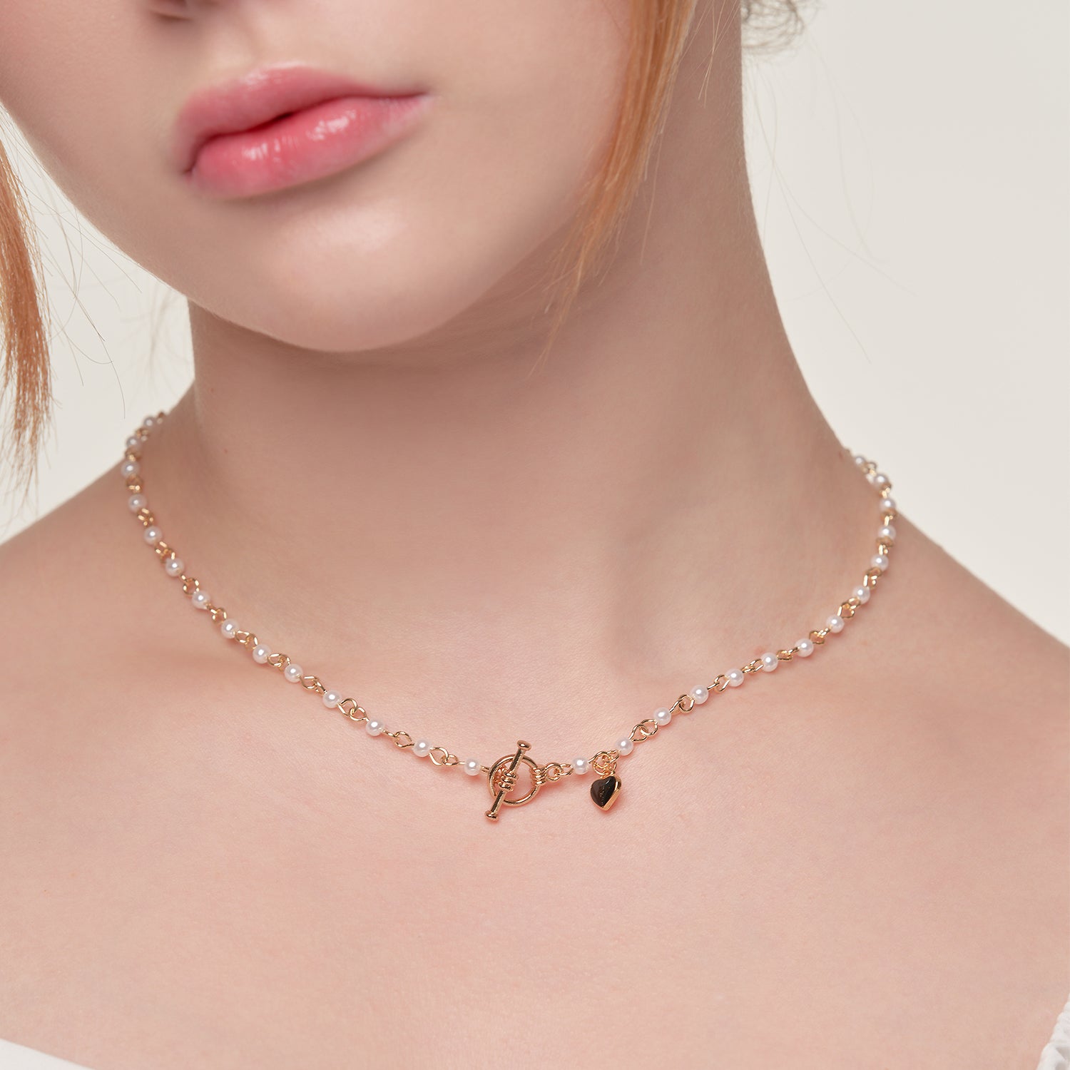 HEART TOGGLE PEARLS CHOKER