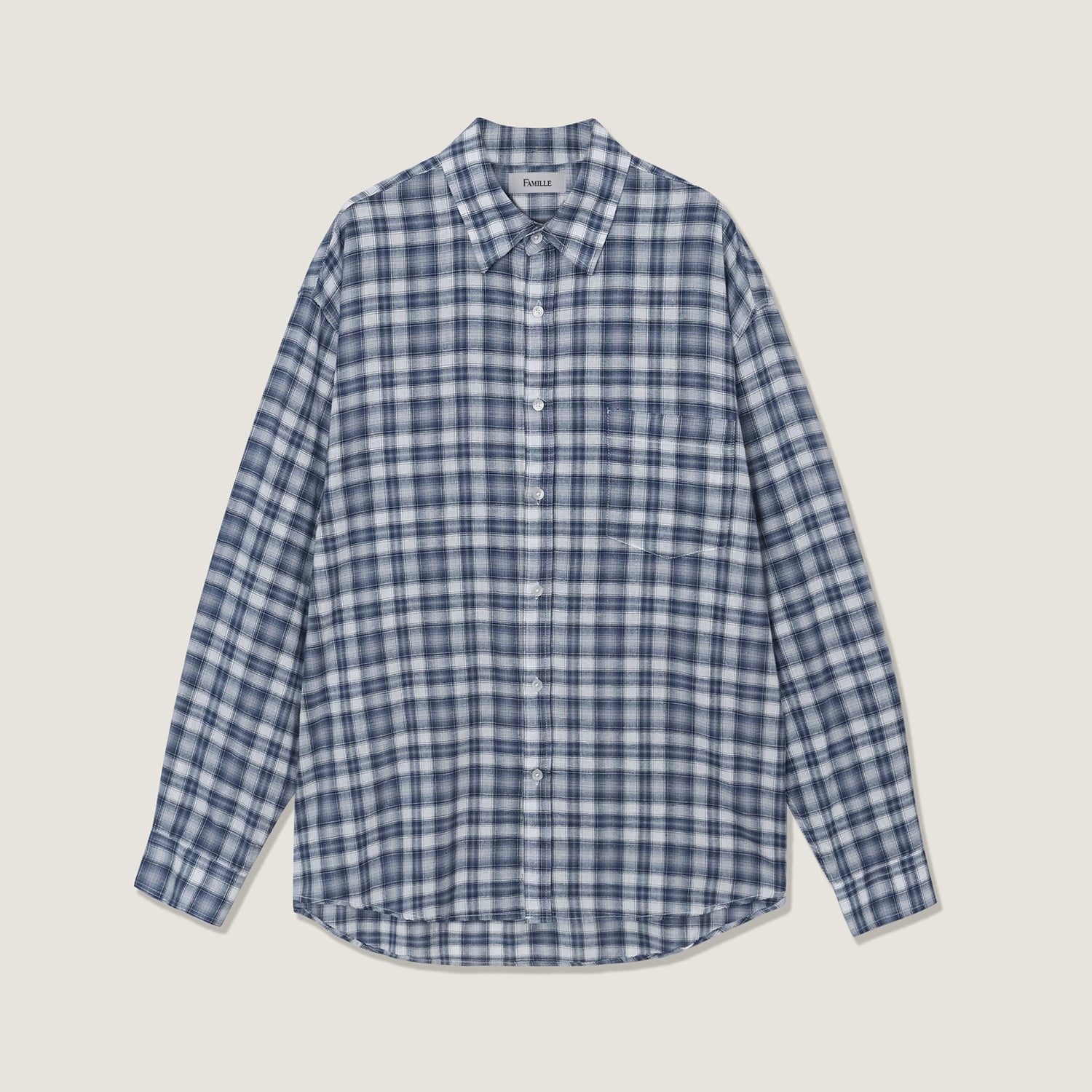 ONE POCKET CHECK SHIRTS (NAVY)