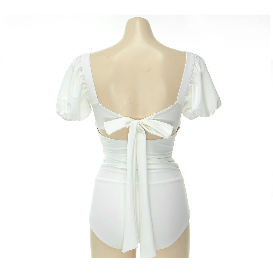 Puff Sleeve Gathered Swimsuit SW19287F