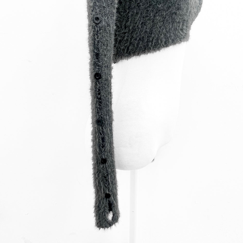 Unbalance slit detail button knit (Charcoal)