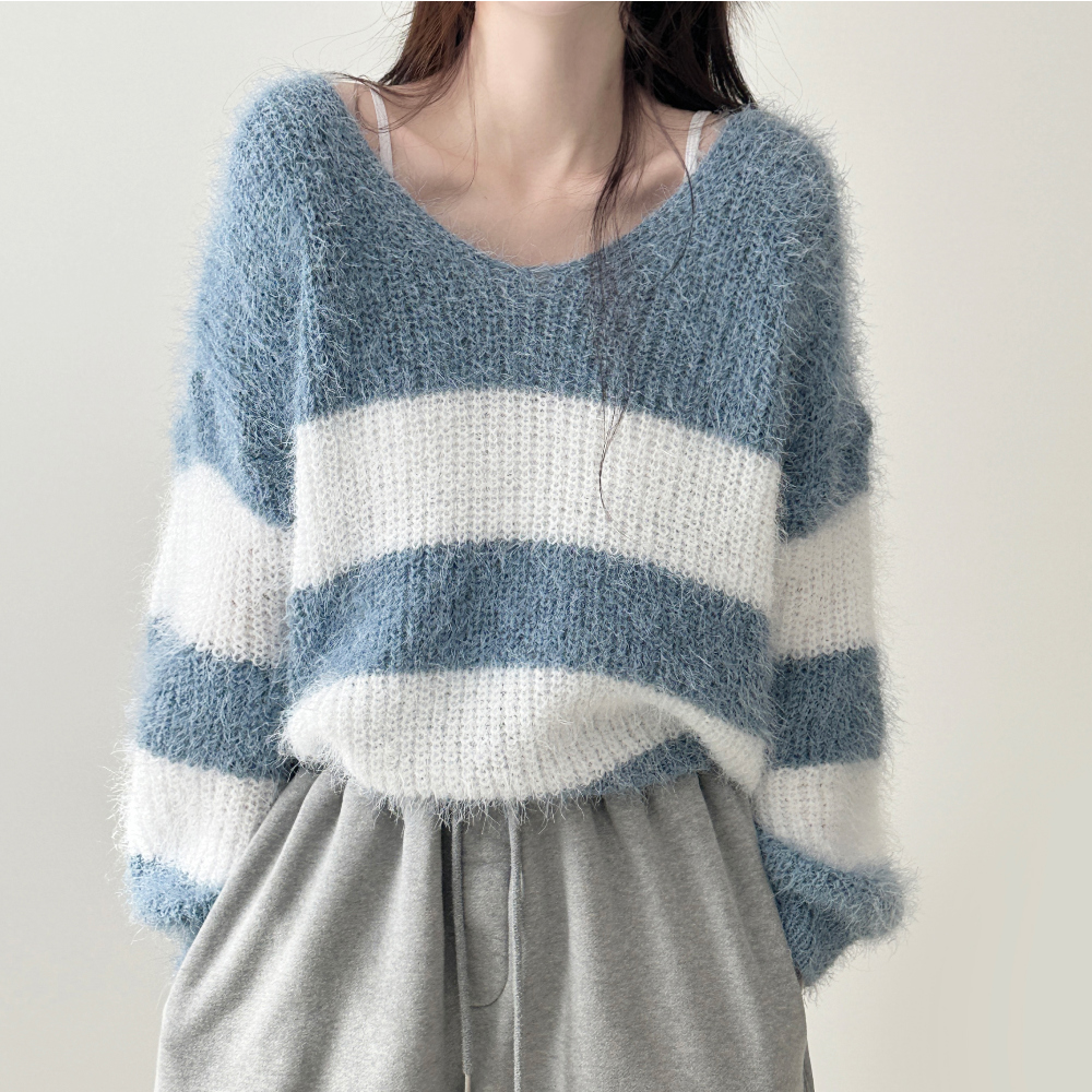 Sheath Stripe Off Shoulder Knitwear