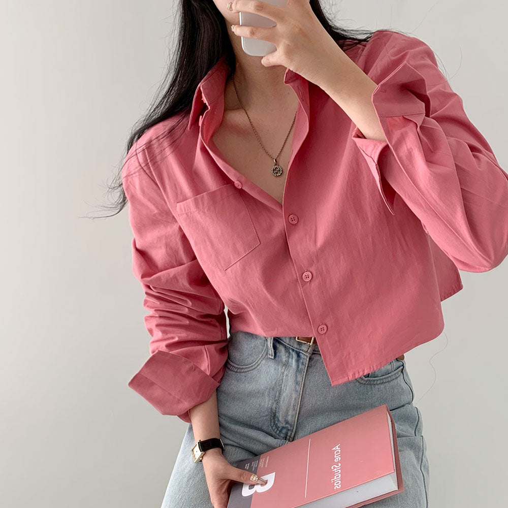 [BELLIDE MADE] Today Pocket Crop Shirt