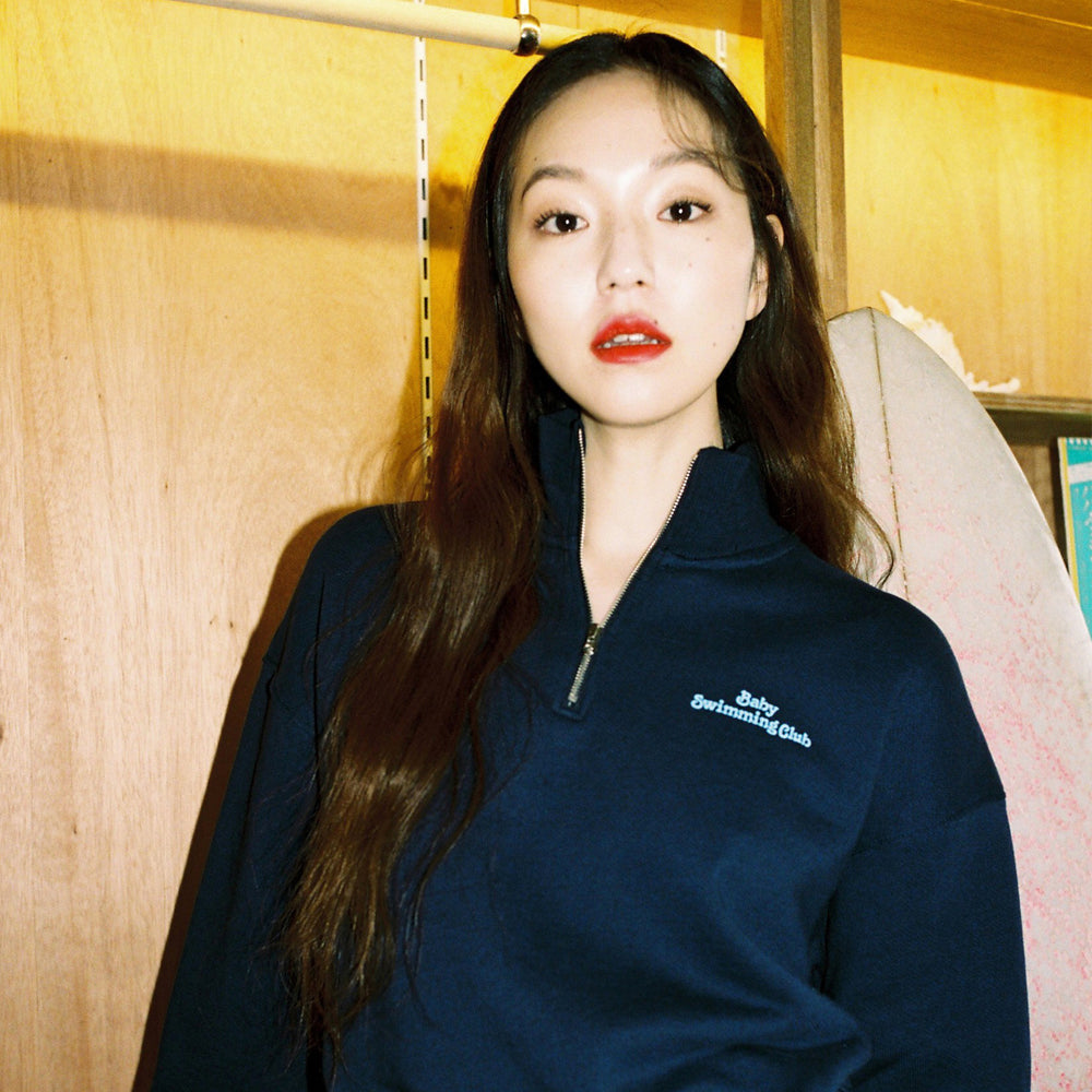 [Call me baby] Baby Swimming Club Half-Zip Pullover (Navy)