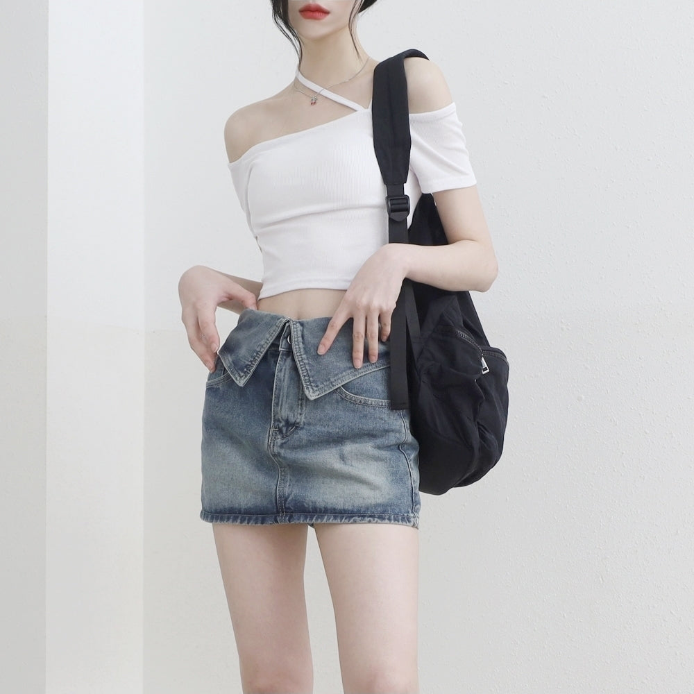 Chesh Folding Denim Skirt