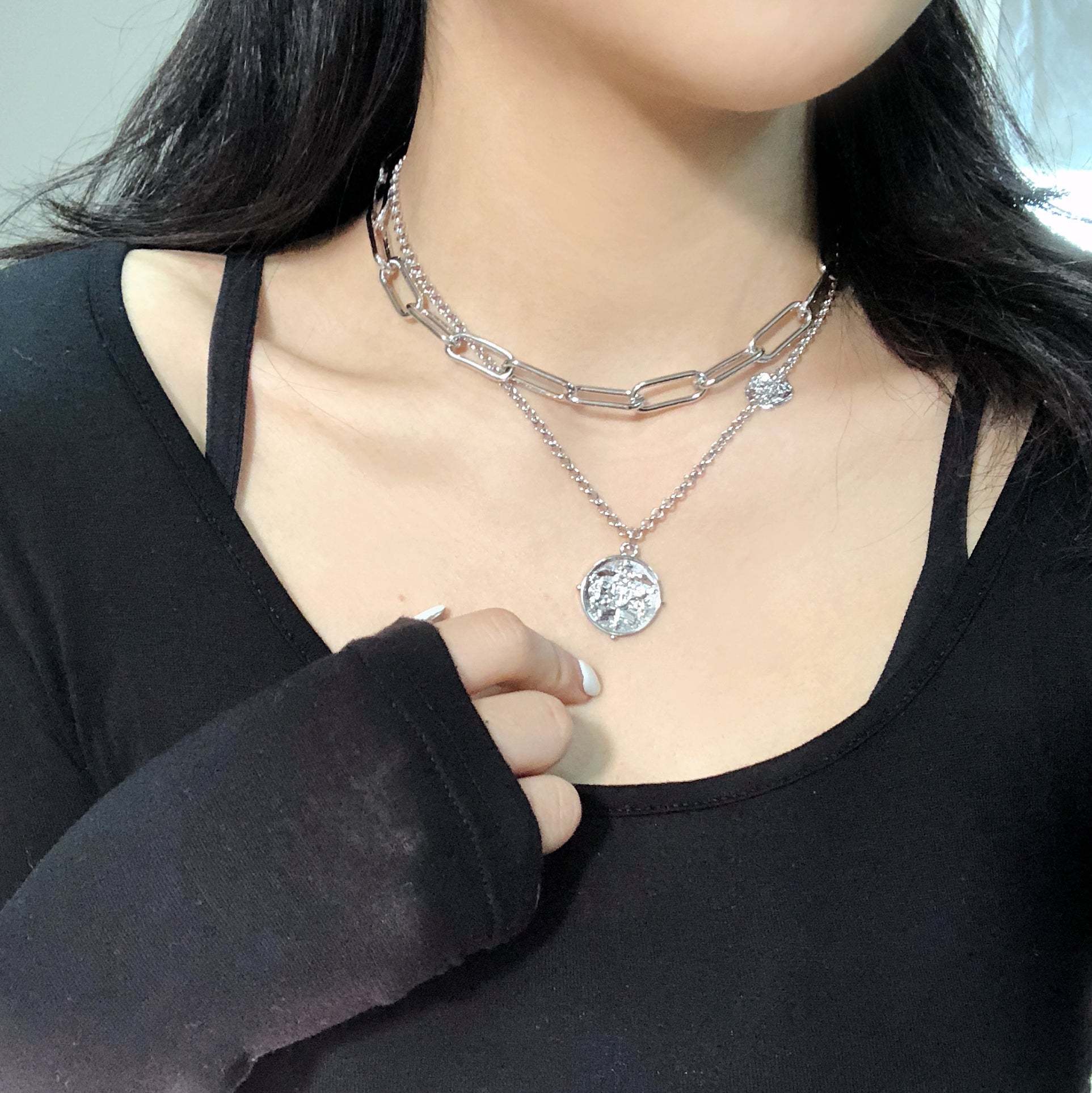 Big Chain Choker Layered Necklace