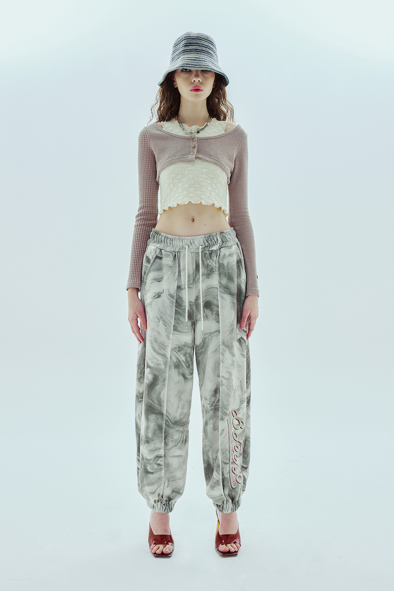 marble jogger pant_green