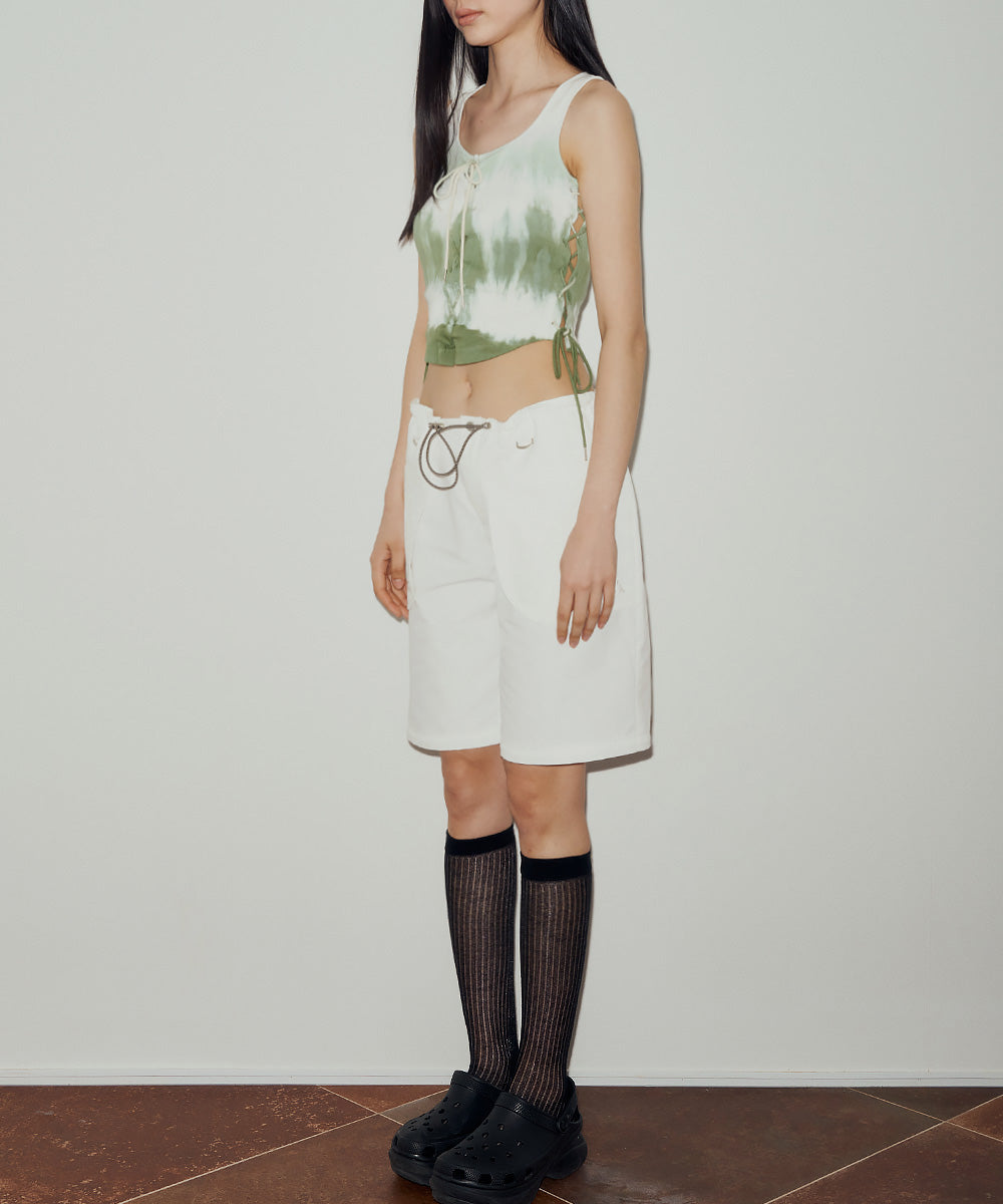 DYED LACE-UP SLEEVELESS (GREEN)