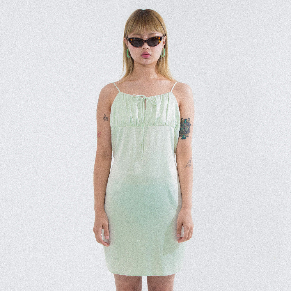 SHIRRING SLIP MINI DRESS_MINT