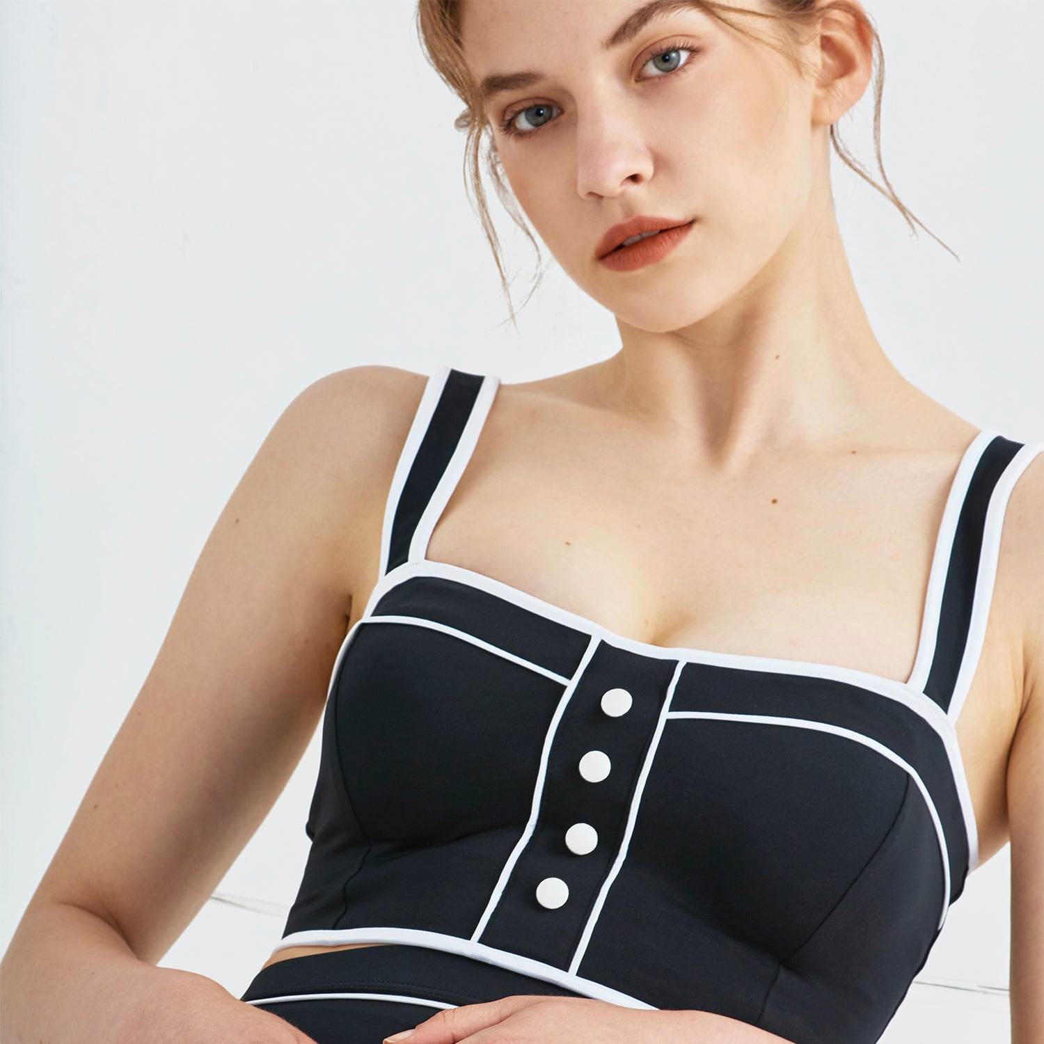 Le Mans Burton Bustier High Waist Bikini-Black