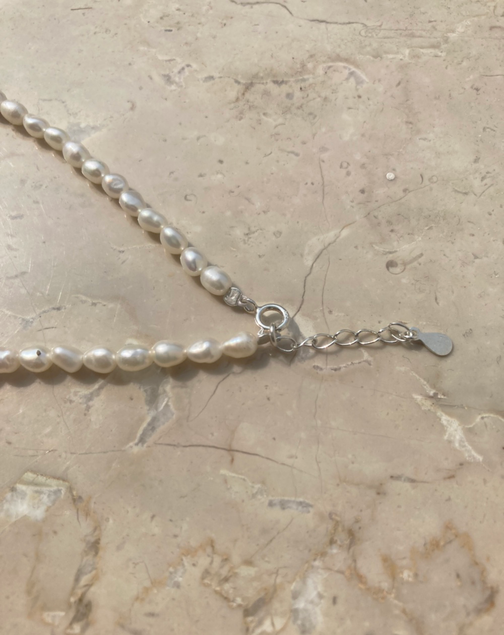 [92.5silver] rice pearl necklace