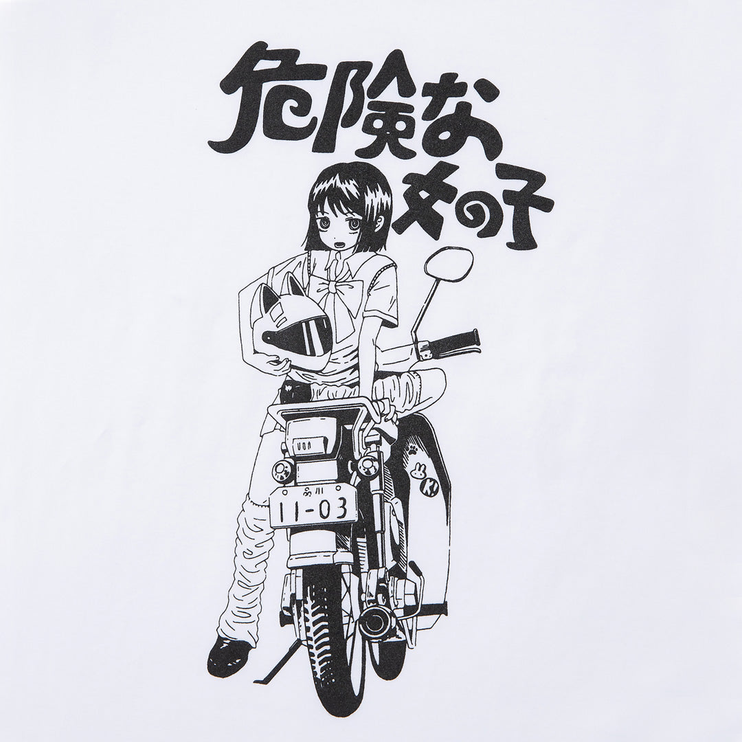 A MOTORCYCLE GIRL Raglan long-sleeved (WHITE)