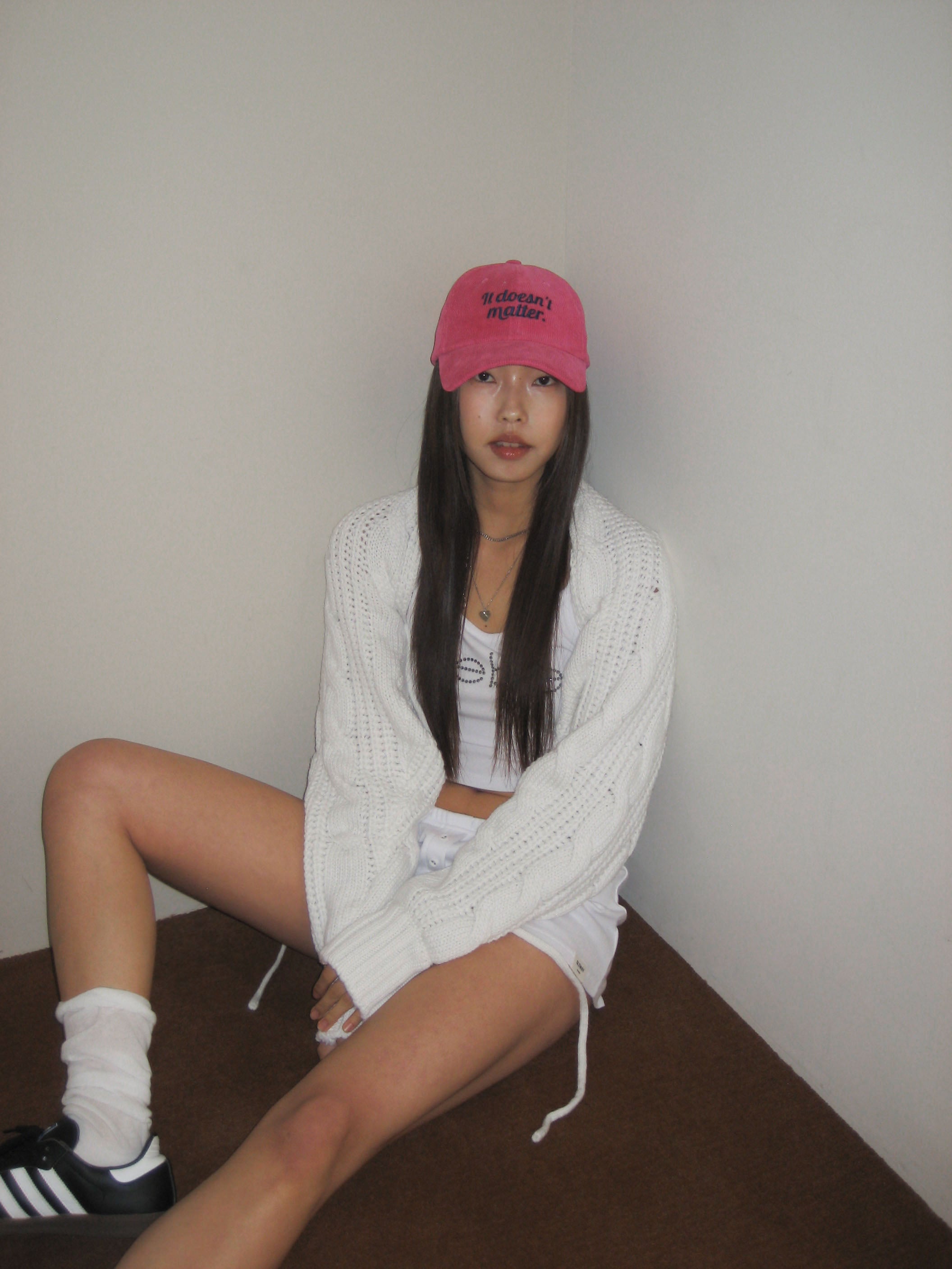 Corduroy logo ball cap (Hot pink)