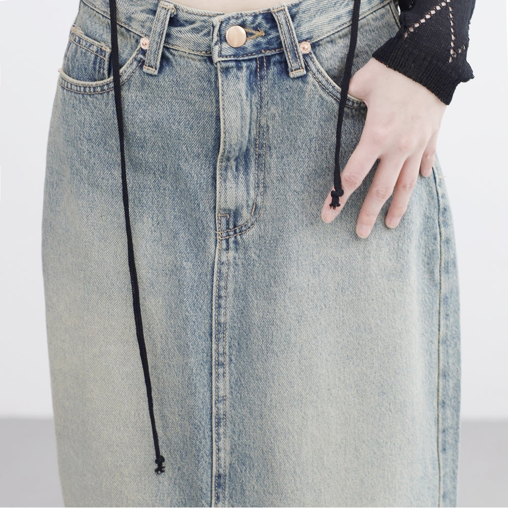 Pory Vintage Denim Long Skirt