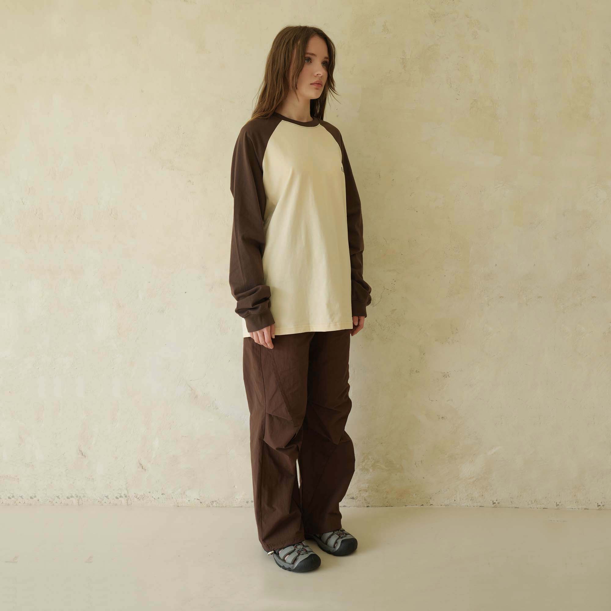 Brown Slit Nylon Pants