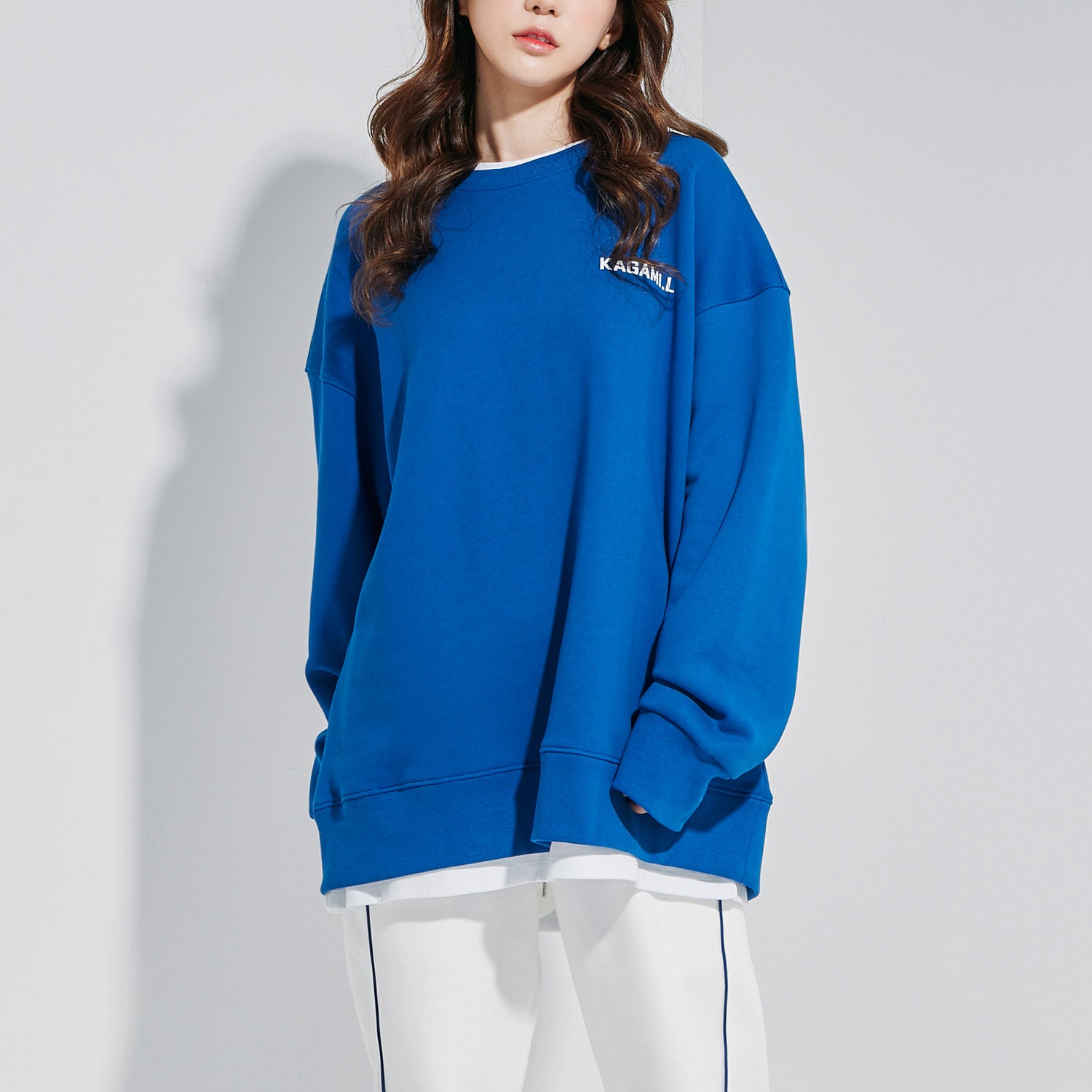 Oversize Back Line Sweat shirt Blue