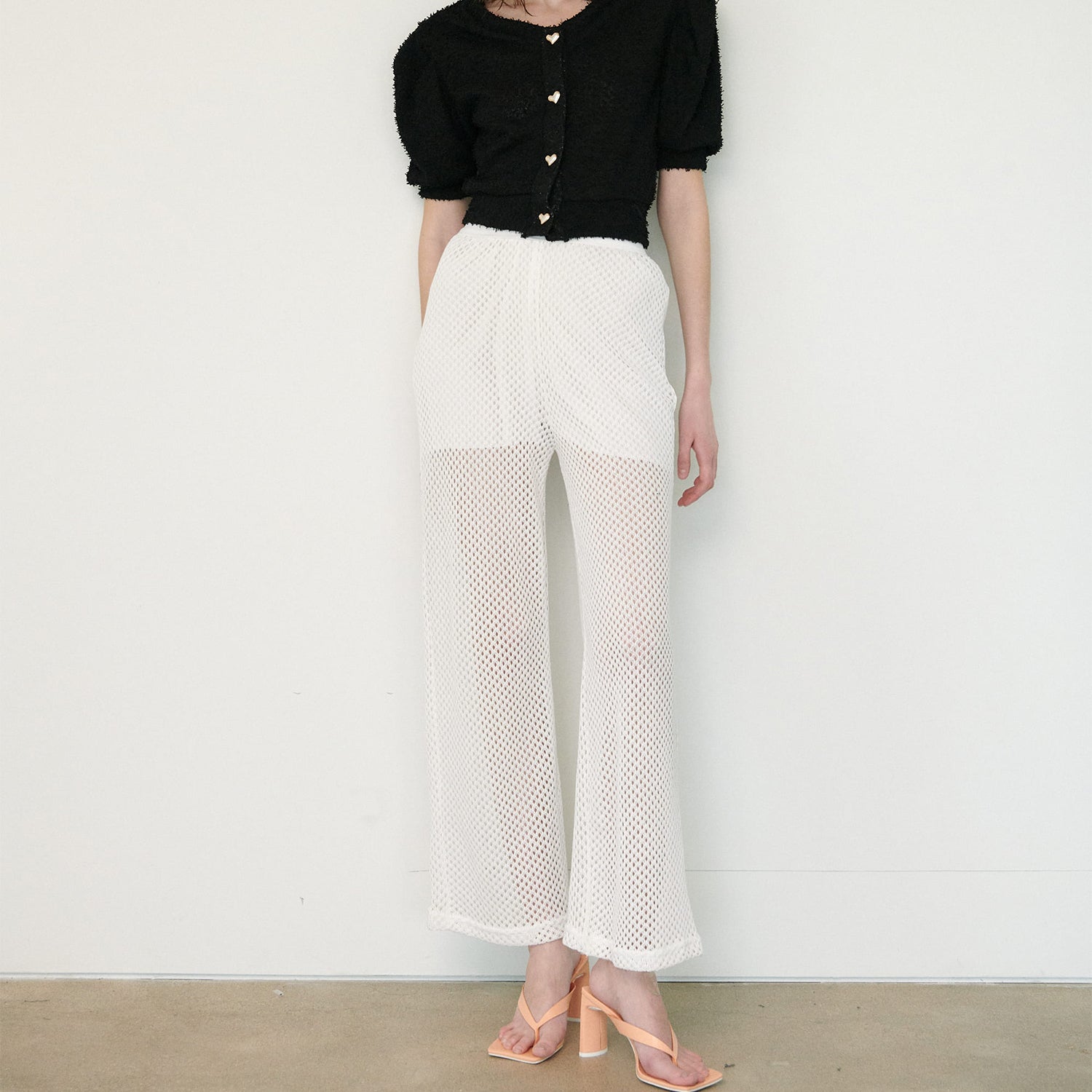 SEE-THROUTH NET PANTS, WHITE