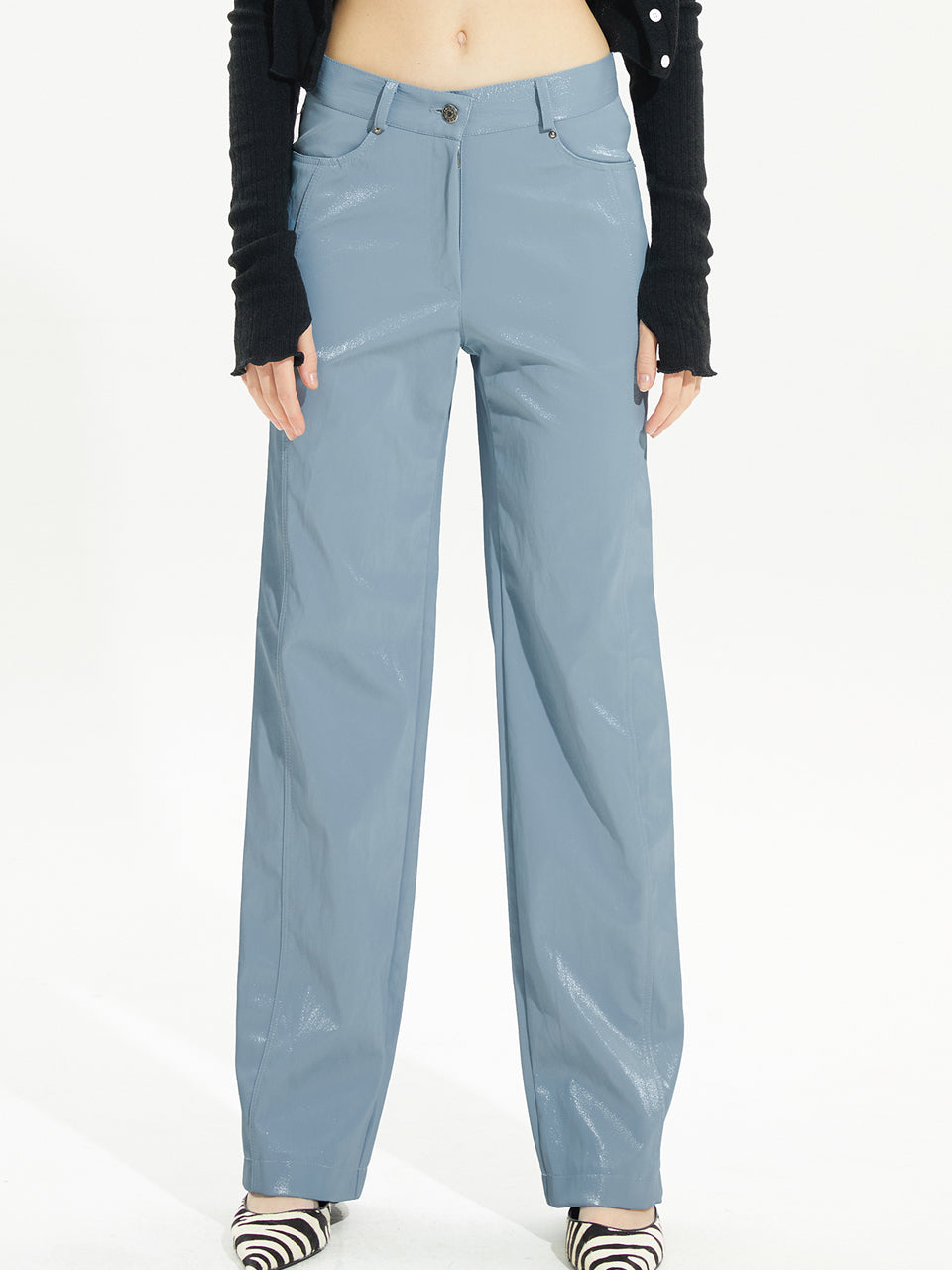 ECO LEATHER LONG PANTS_SKY