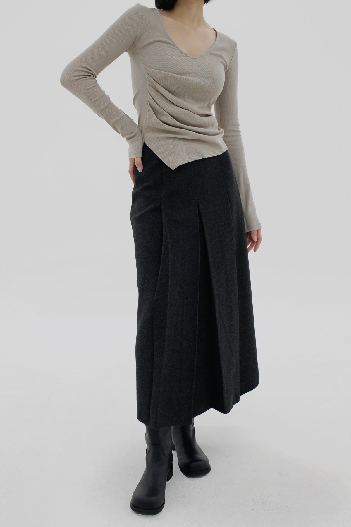 Gleise pleated skirt (3color)