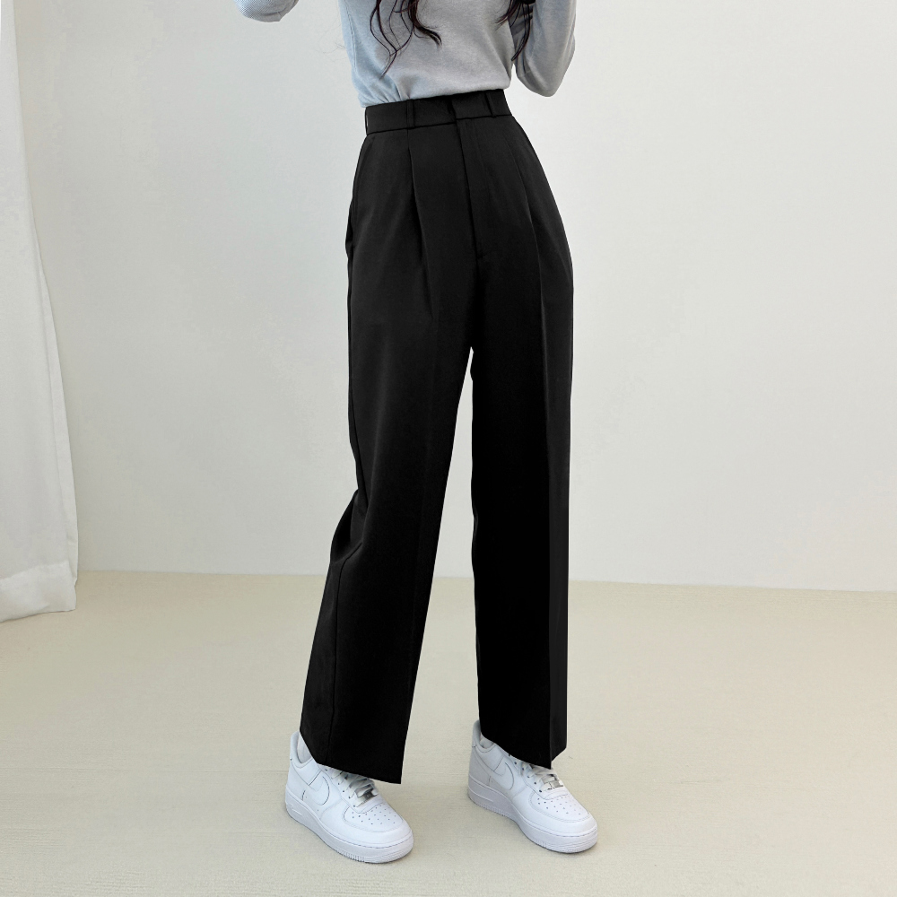 High waist tuck wide slacks