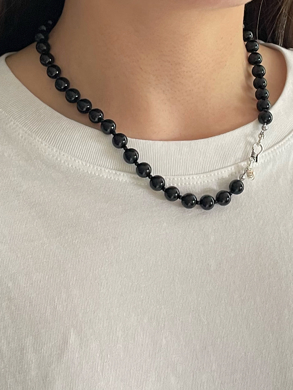 [Silver925] oar Classic 8mm Onyx Necklace [45cm]