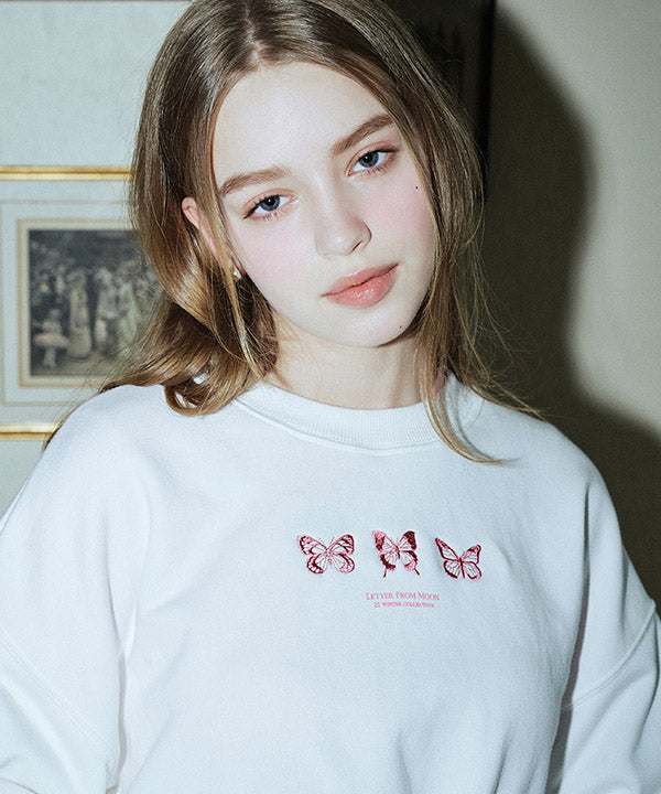 Triple Butterfly Embroidered Sweatshirt ( 3 Colors )