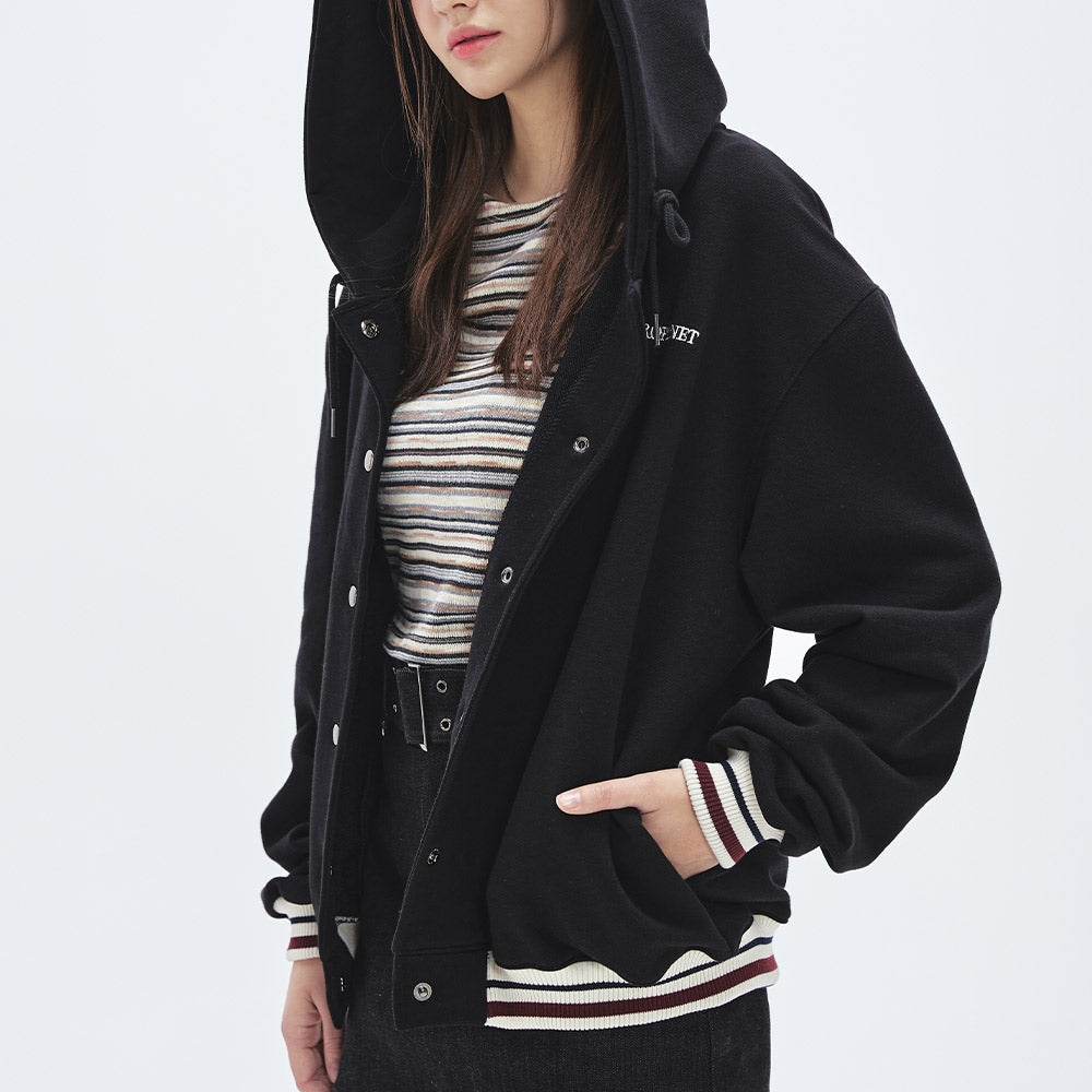 ベースボールフードジャケット/Baseball Hoodie Jacket [BLACK]