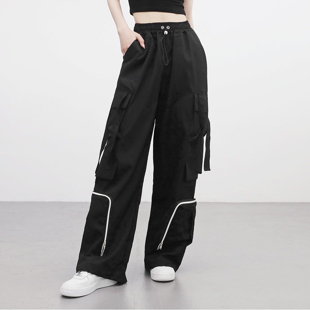 Utto Zipper Cargo Wide Pants