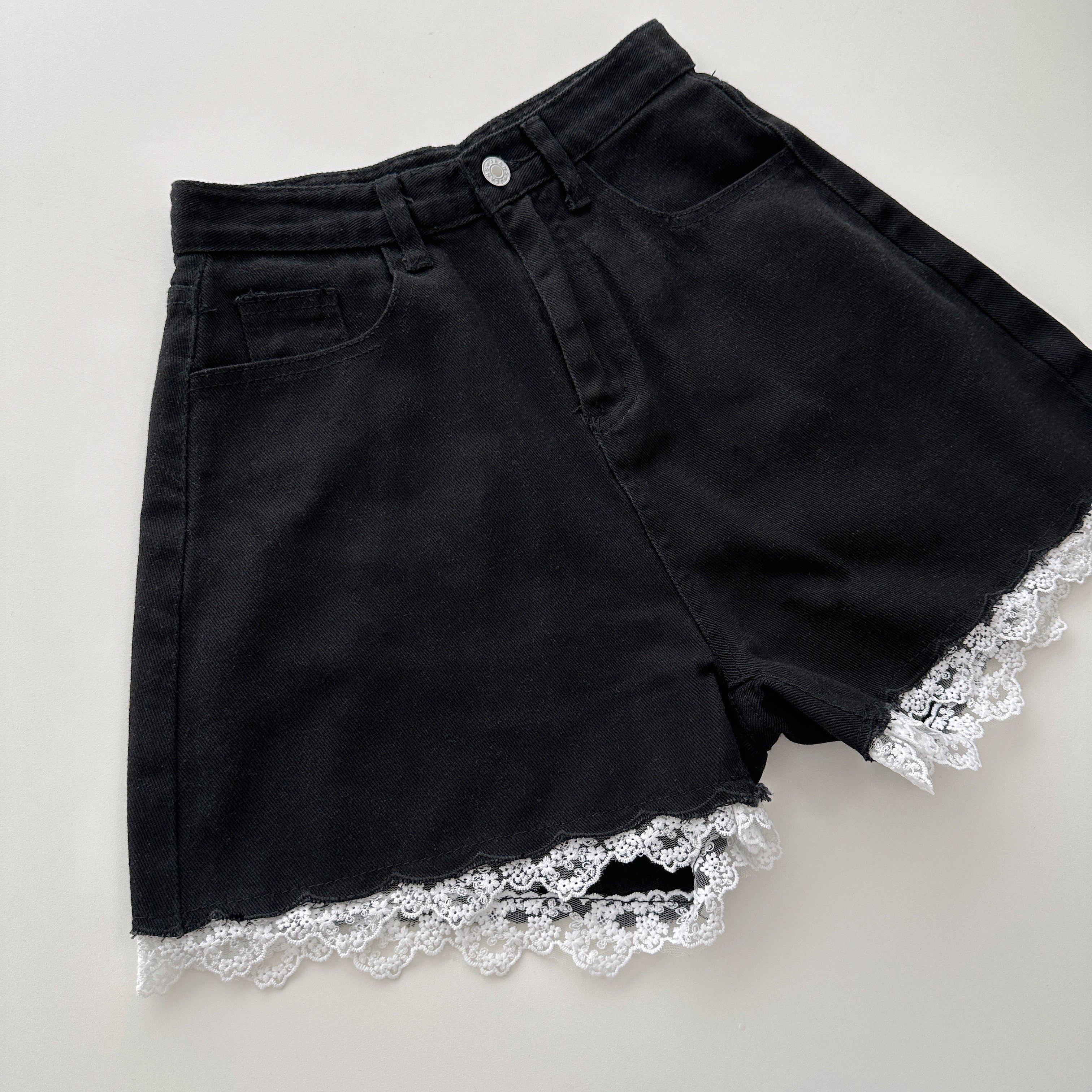 Lace dark short denim-PT