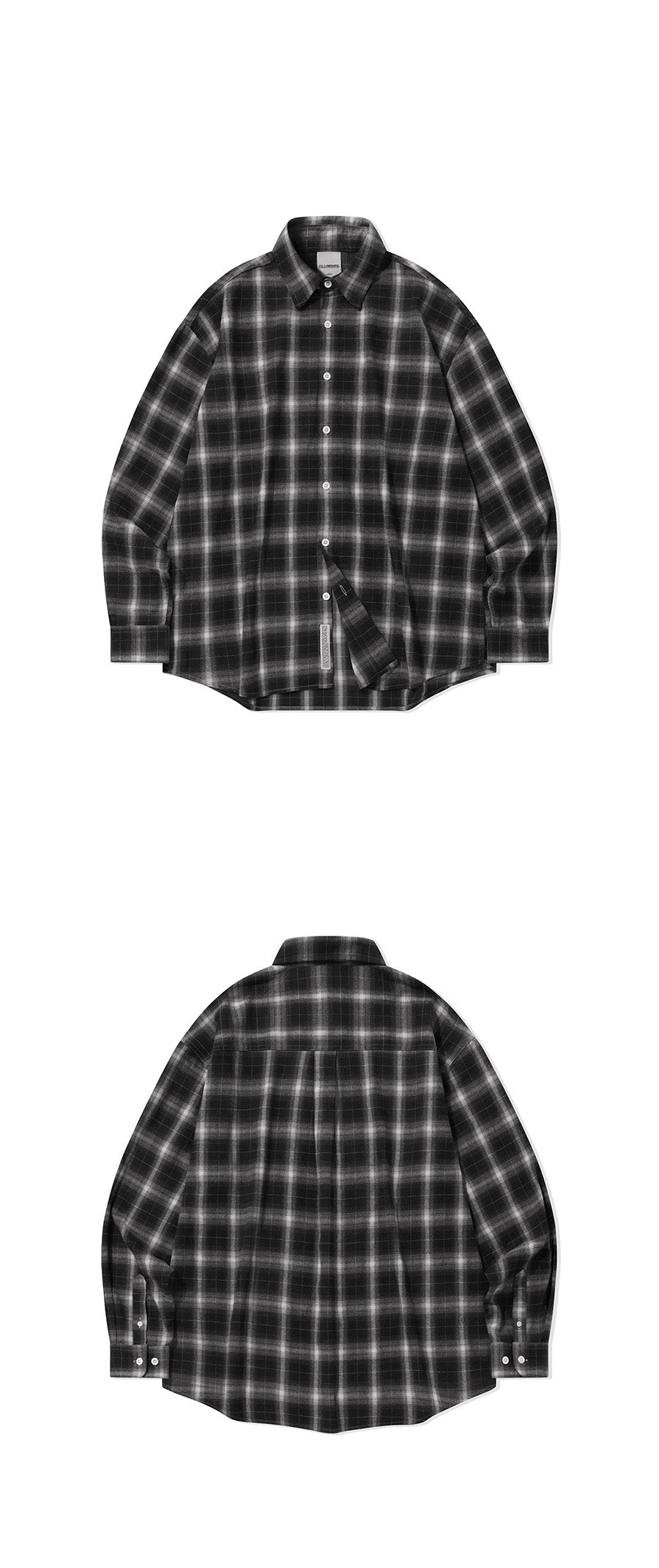 Overfit Plaid Check Shirt-Black