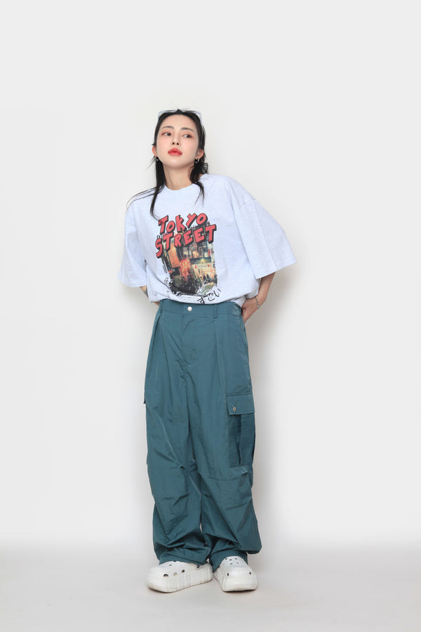 Snap Wide Cargo Pants