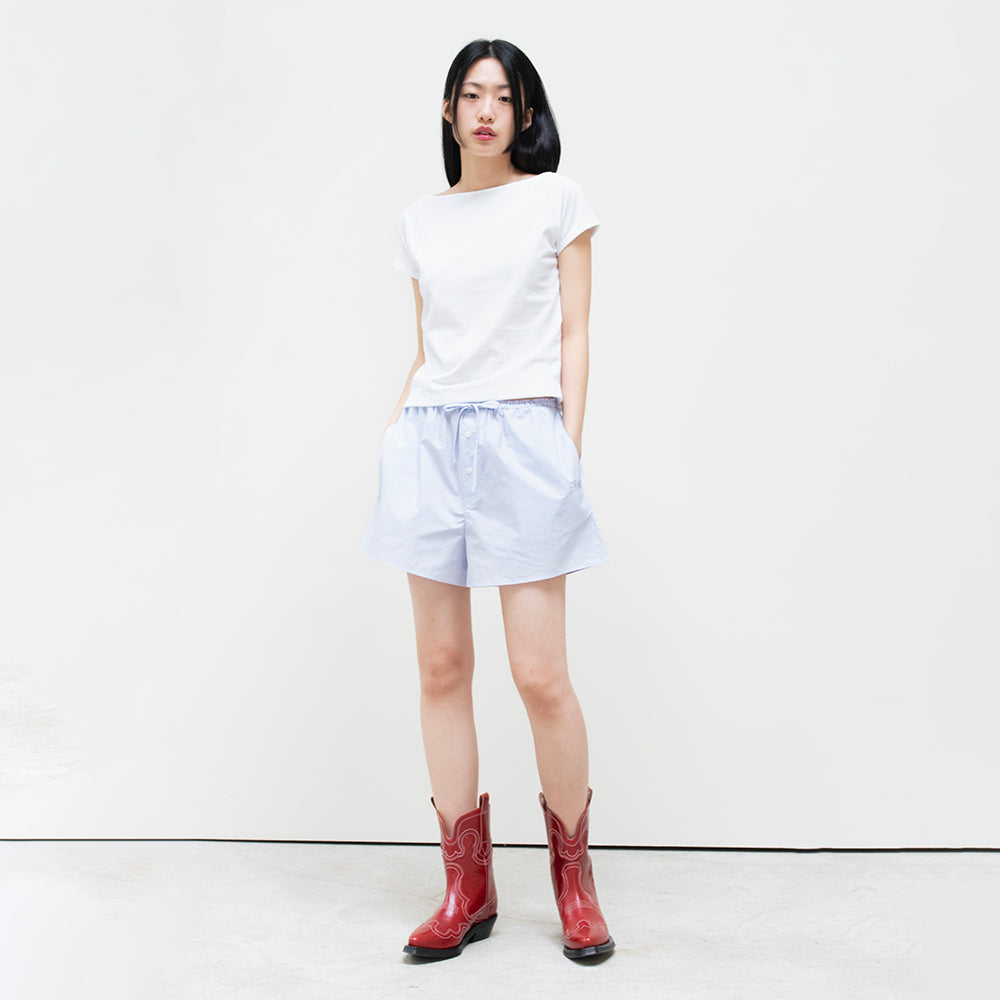 BOAT NECK PIMA COTTON TEE_WHITE