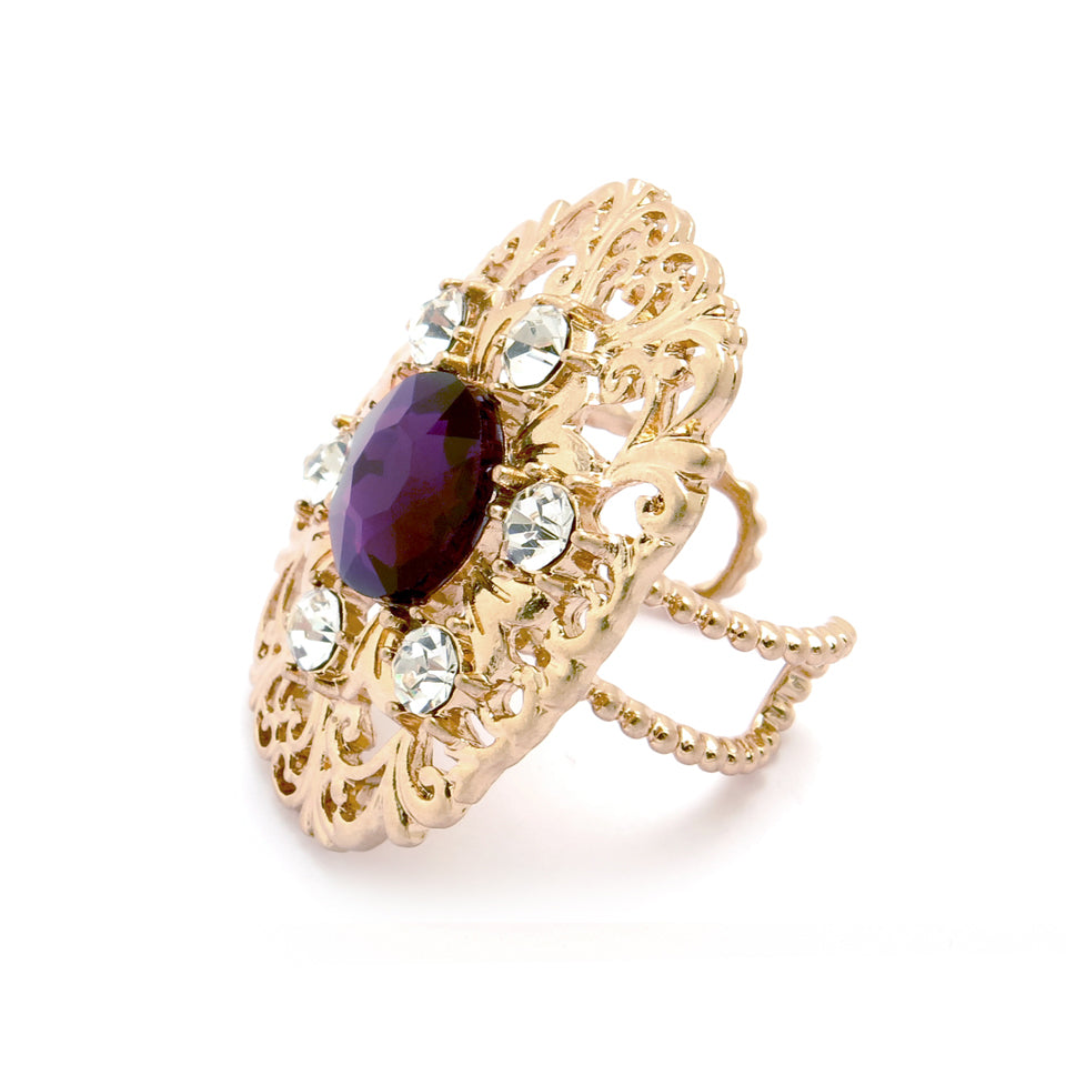 Blooming purple stone ring