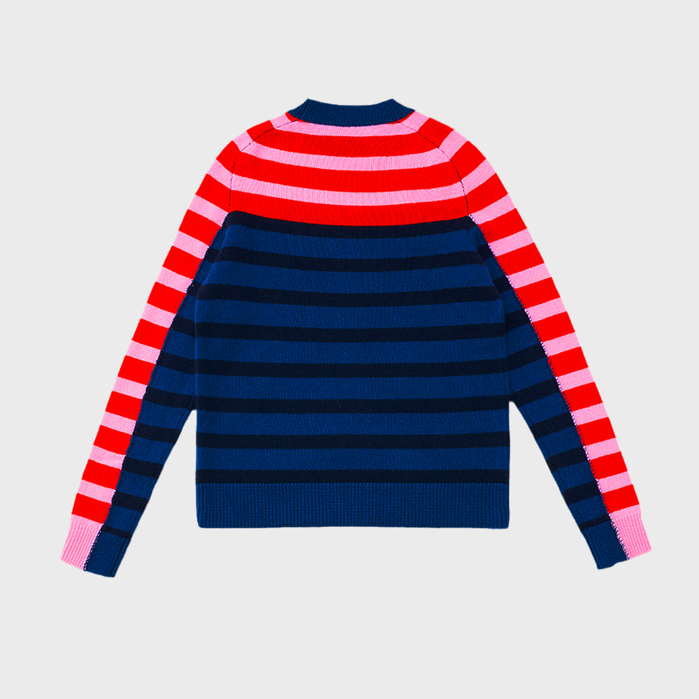 HAND STITCHED STRIPE PULLOVER_NAVY