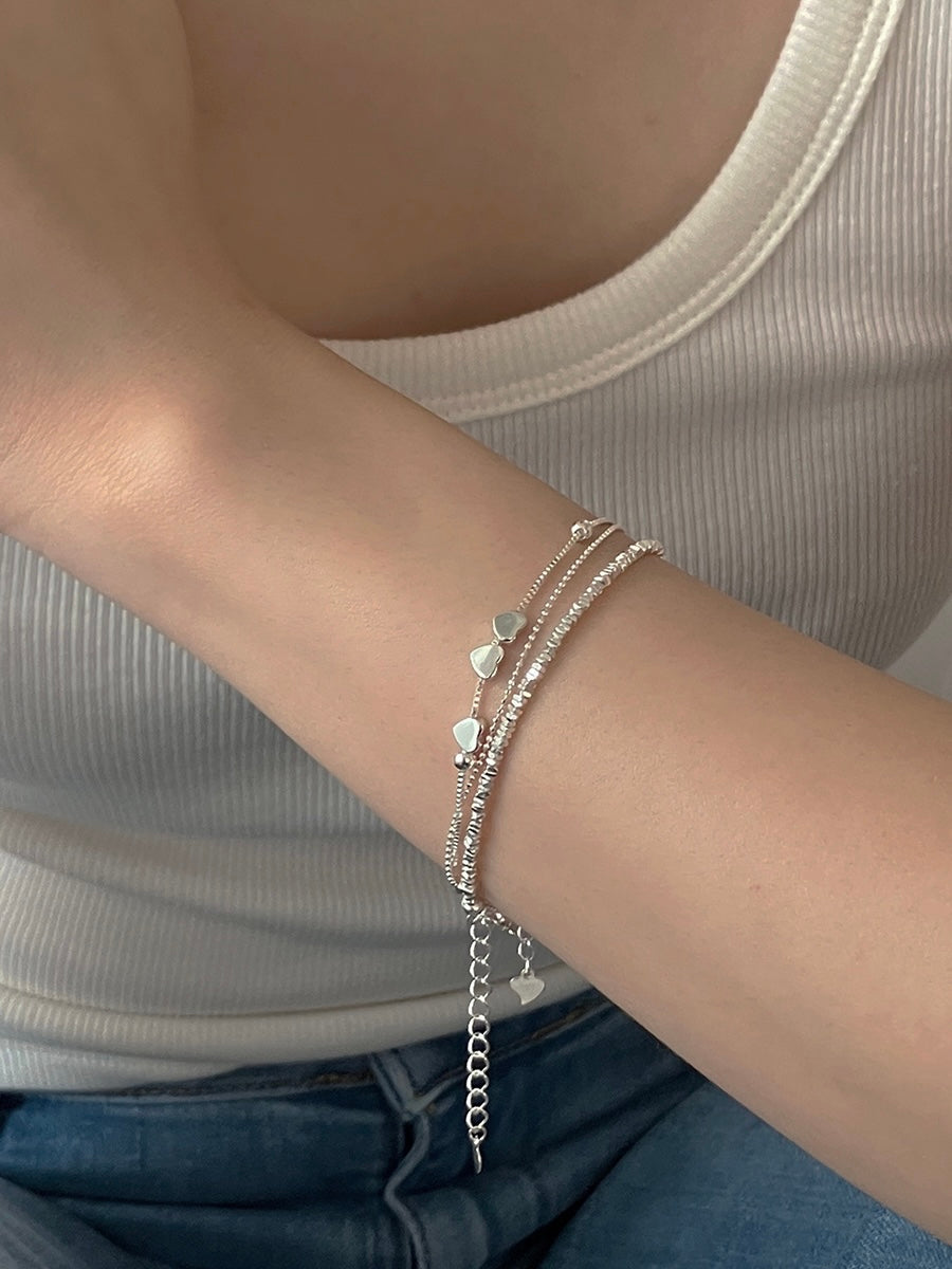 [92.5silver] triple heart bracelet