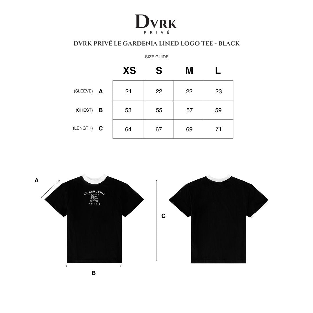 PRIVÉ LE GARDENIA LINED LOGO TEE - BLACK