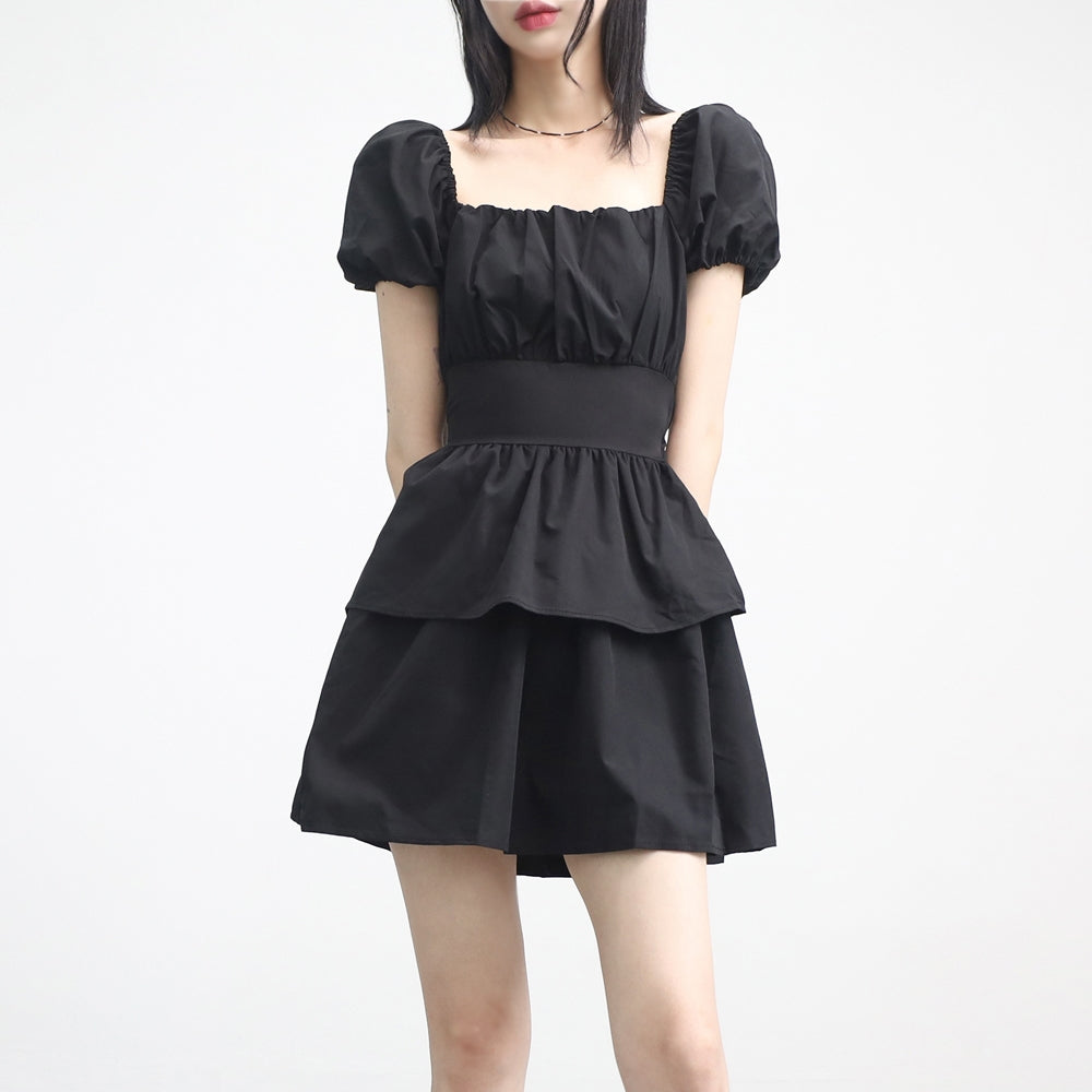 Webit Shirring Puff Dress