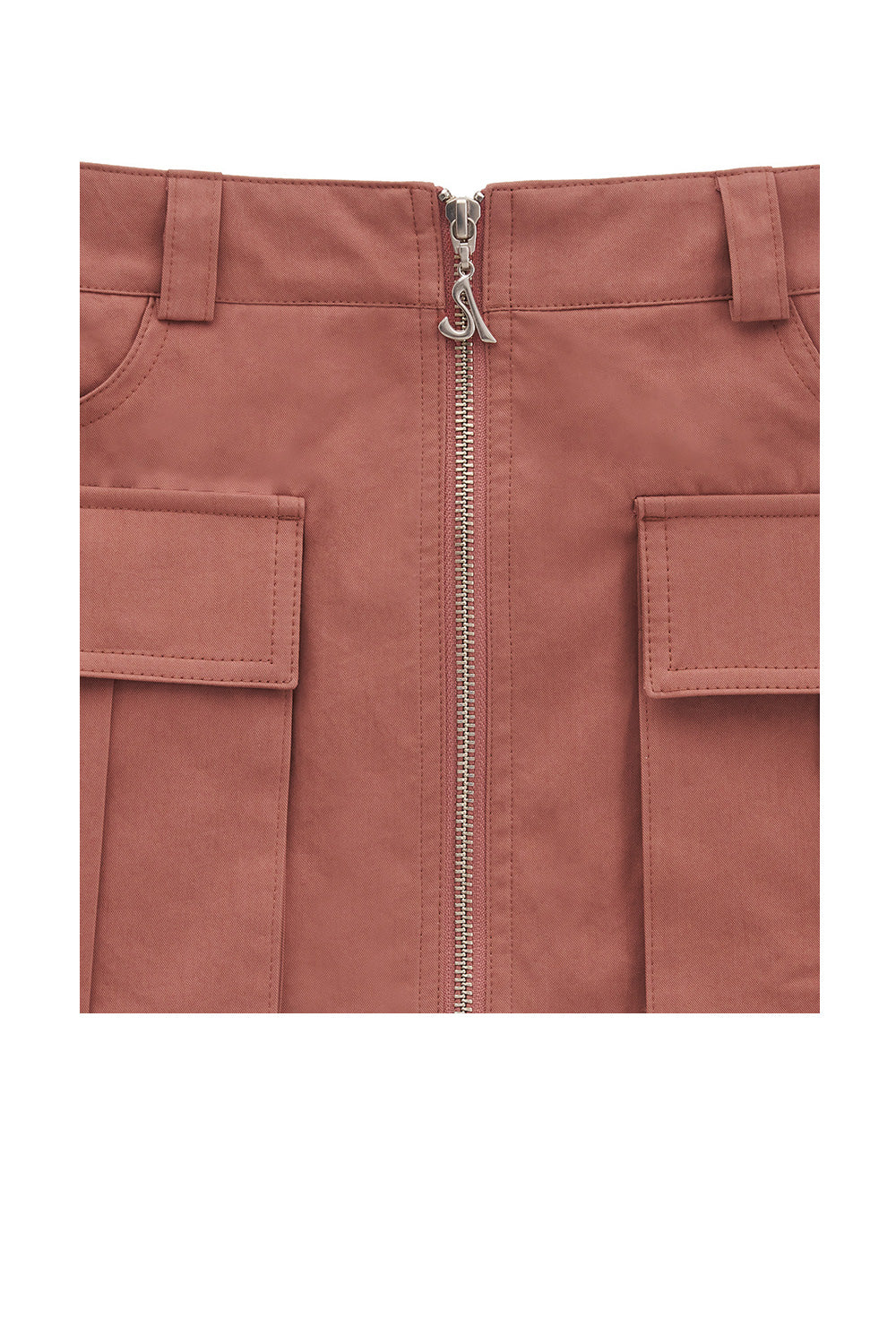 FRONT POCKET ZIP-UP SKIRT (BRICK ROSE)