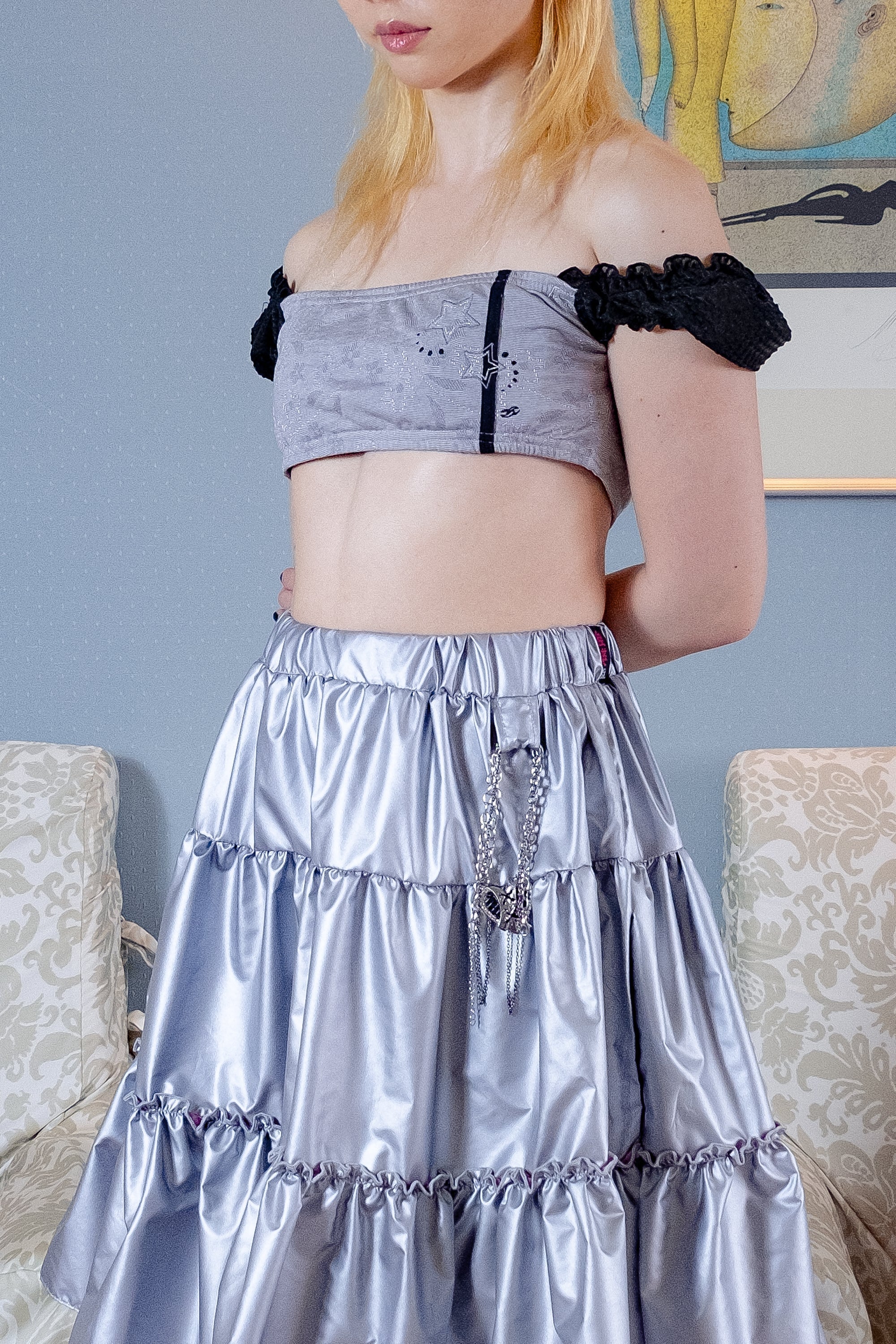 Silver Puff Micro crop top