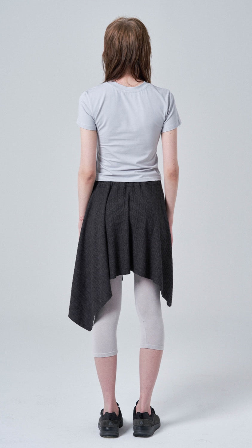 Unbalanced knit skirt_charcoal